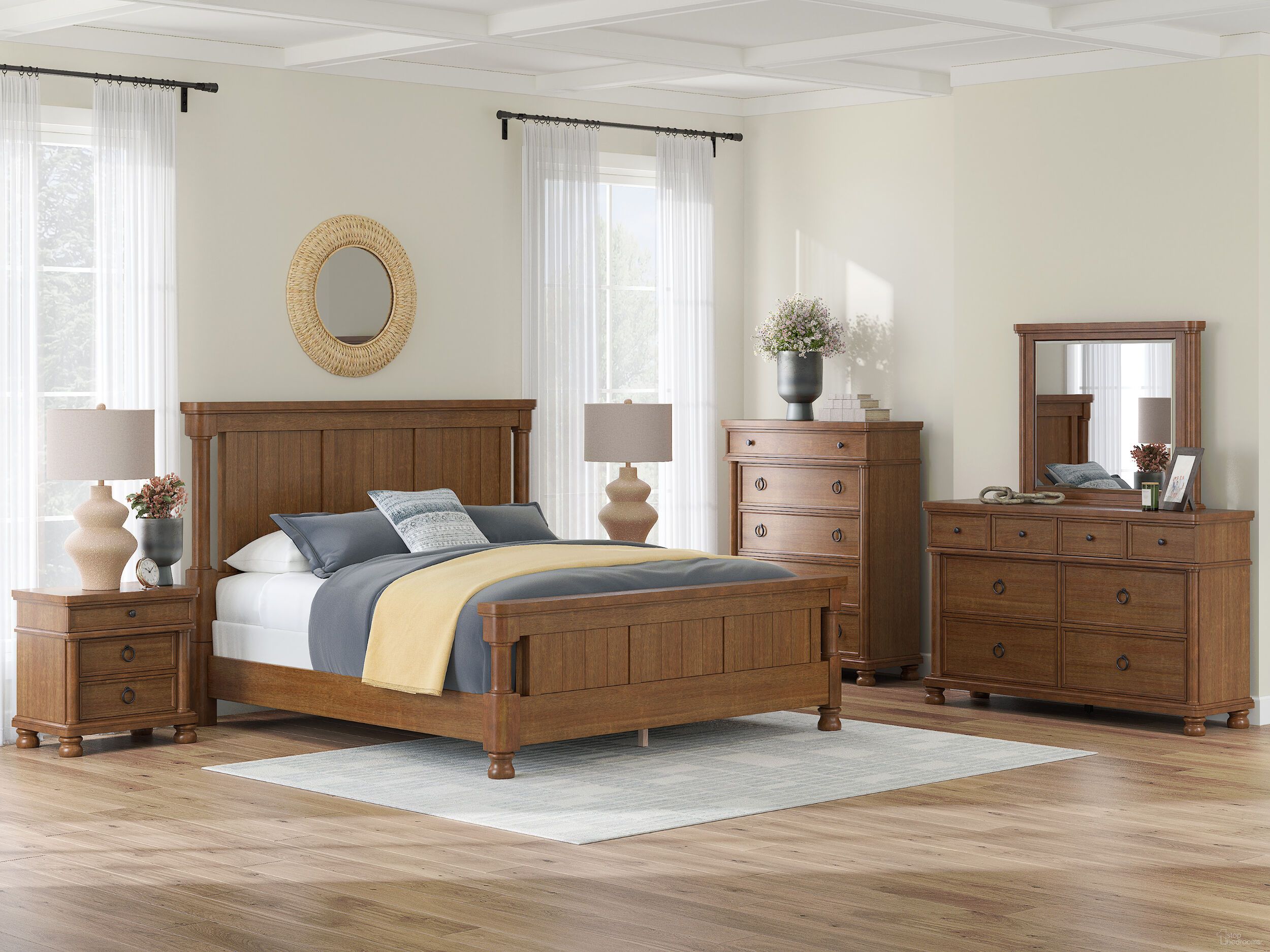 The appearance of Greddinton Poster Bedroom Set In Brown designed by Signature Design by Ashley in the traditional interior design. This brown piece of furniture was selected by 1StopBedrooms from Greddinton Collection to add a touch of cosiness and style into your home. Sku: NCB824-54;NCB824-57;NCB824-97;NCB824-93. Material: Wood. Bed Size: California King.
