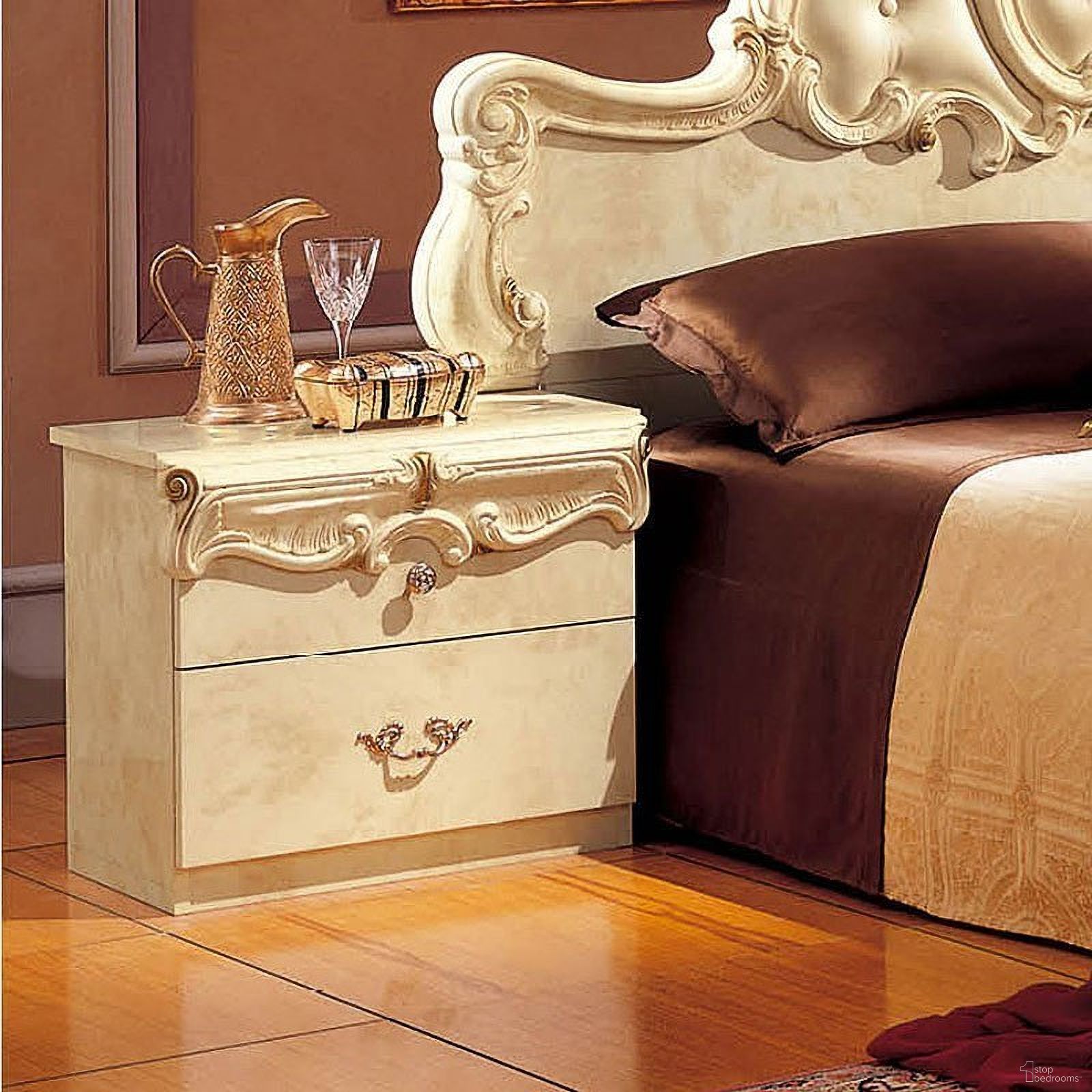 The appearance of Barocco Nightstand (Ivory) designed by ESF in the traditional interior design. This ivory piece of furniture  was selected by 1StopBedrooms from Barocco Collection to add a touch of cosiness and style into your home. Sku: BAROCCON/S. Material: Wood.