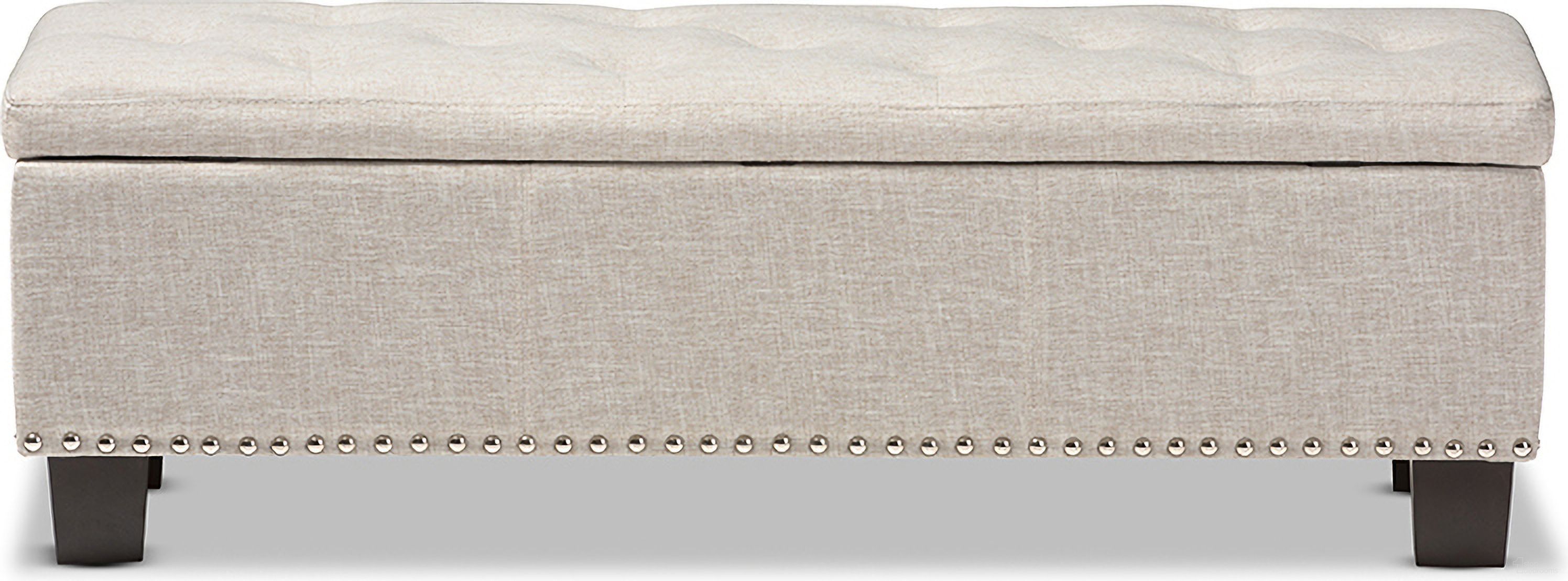 Baxton Studio Hannah Modern And Contemporary Beige Fabric Upholstered Button-Tufting Storage Ottoman Bench