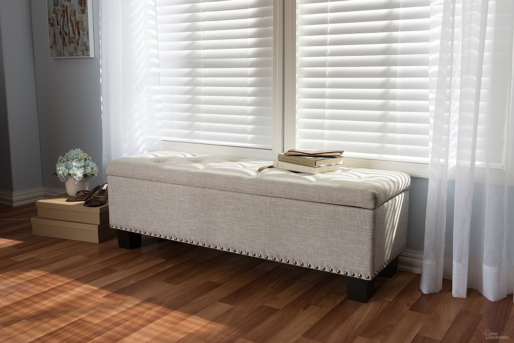 The appearance of Baxton Studio Hannah Modern And Contemporary Beige Fabric Upholstered Button-Tufting Storage Ottoman Bench designed by Baxton Studio in the modern / contemporary interior design. This beige piece of furniture was selected by 1StopBedrooms from Hannah Collection to add a touch of cosiness and style into your home. Sku: BBT3136-OTTO-Beige-H1217-3. Material: Polyester.