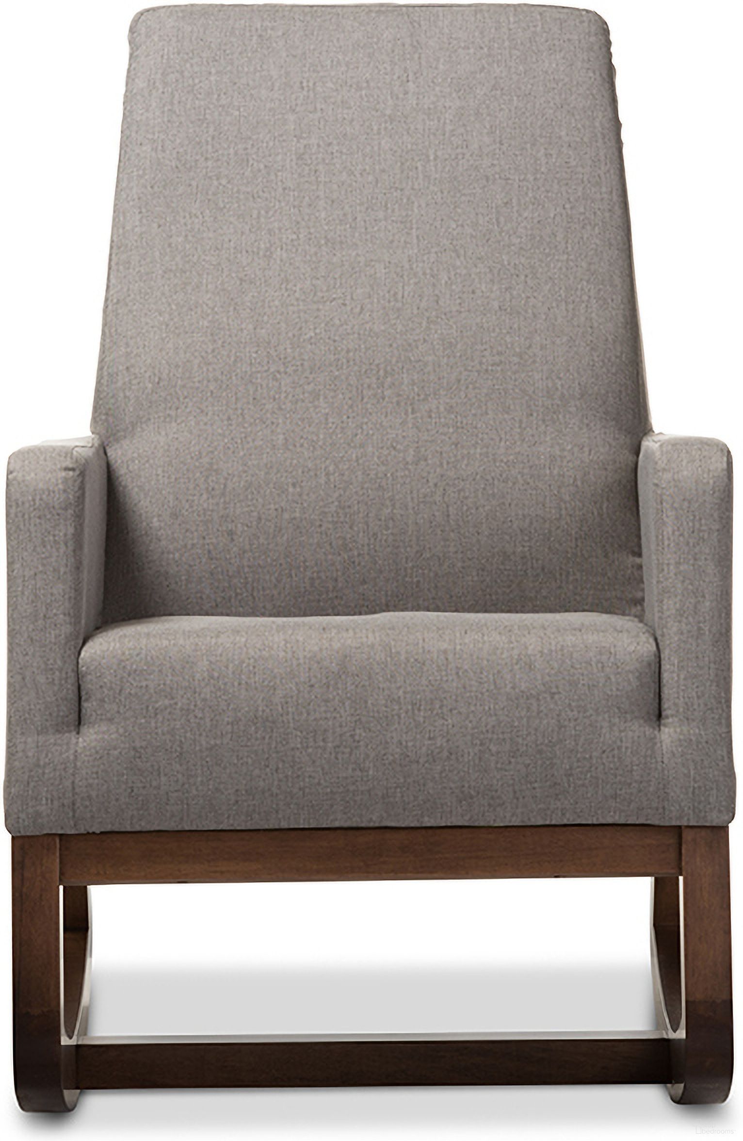 Baxton Studio Yashiya Mid-Century Retro Modern Grey Fabric Upholstered Rocking Chair