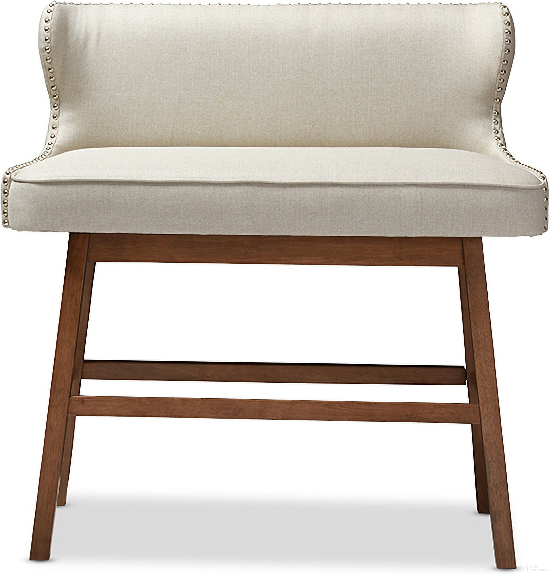 Baxton Studio Gradisca Modern And Contemporary Light Beige Fabric Button-Tufted Upholstered Bar Bench Banquette
