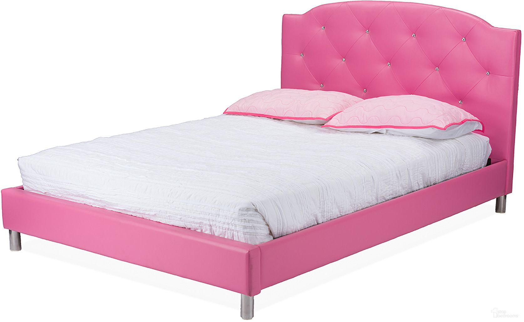 The appearance of Baxton Studio Canterbury Pink Leather Contemporary Full-Size Bed designed by Baxton Studio in the modern / contemporary interior design. This pink piece of furniture was selected by 1StopBedrooms from Canterbury Collection to add a touch of cosiness and style into your home. Sku: BBT6440-Full-Pink. Bed Type: Platform Bed. Bed Size: Full. Material: MDF.