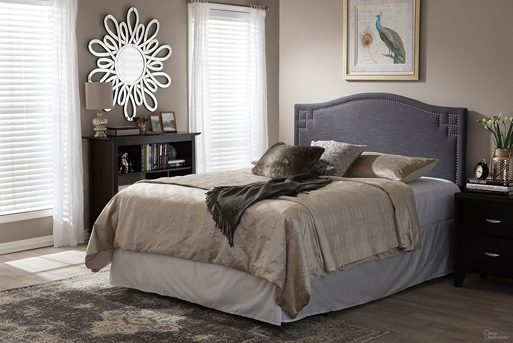 Baxton Studio Aubrey Modern And Contemporary Dark Grey Fabric Upholstered Queen Size Headboard