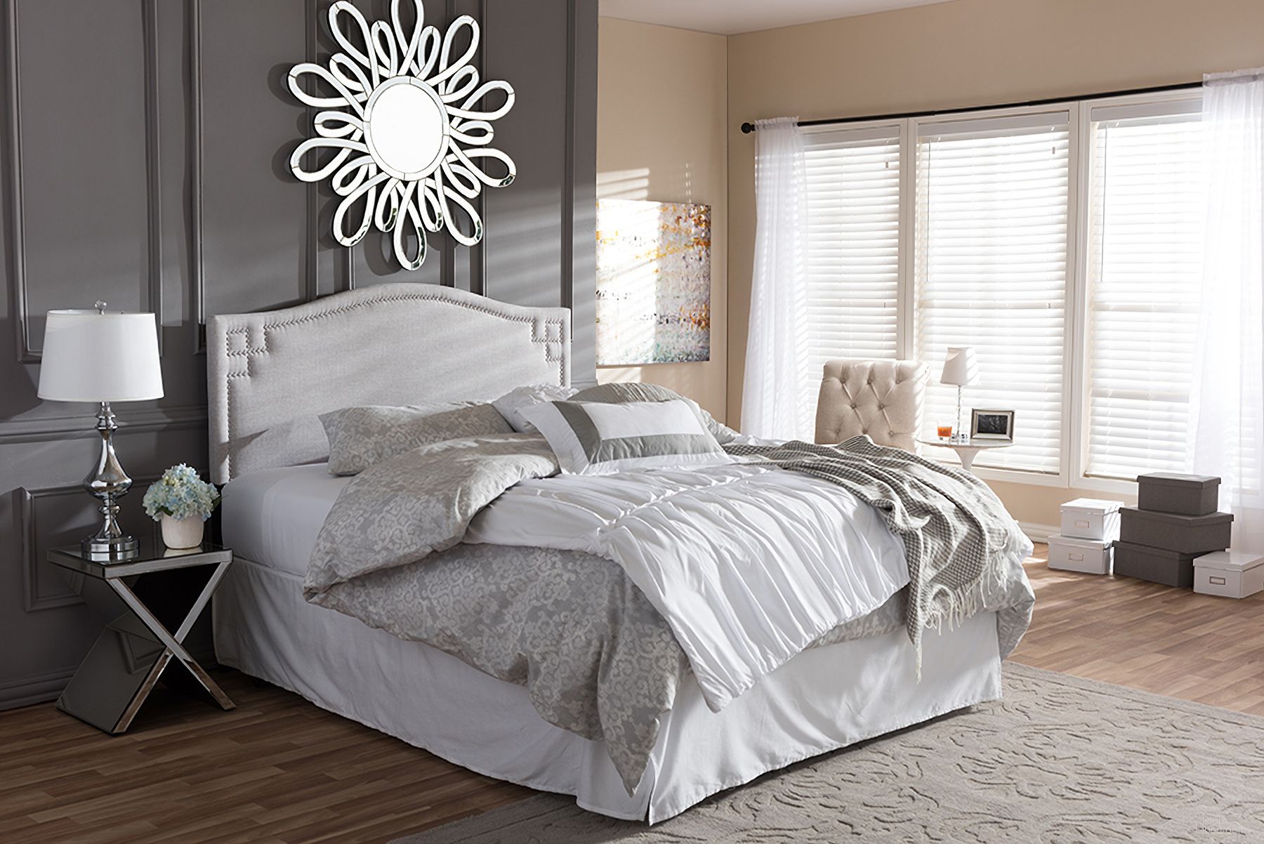 The appearance of Baxton Studio Aubrey Modern And Contemporary Grayish Beige Fabric Upholstered Full Size Headboard designed by Baxton Studio in the modern / contemporary interior design. This beige piece of furniture  was selected by 1StopBedrooms from Aubrey Collection to add a touch of cosiness and style into your home. Sku: BBT6563-Greyish Beige-Full HB. Material: Fabric. Bed Size: Full.