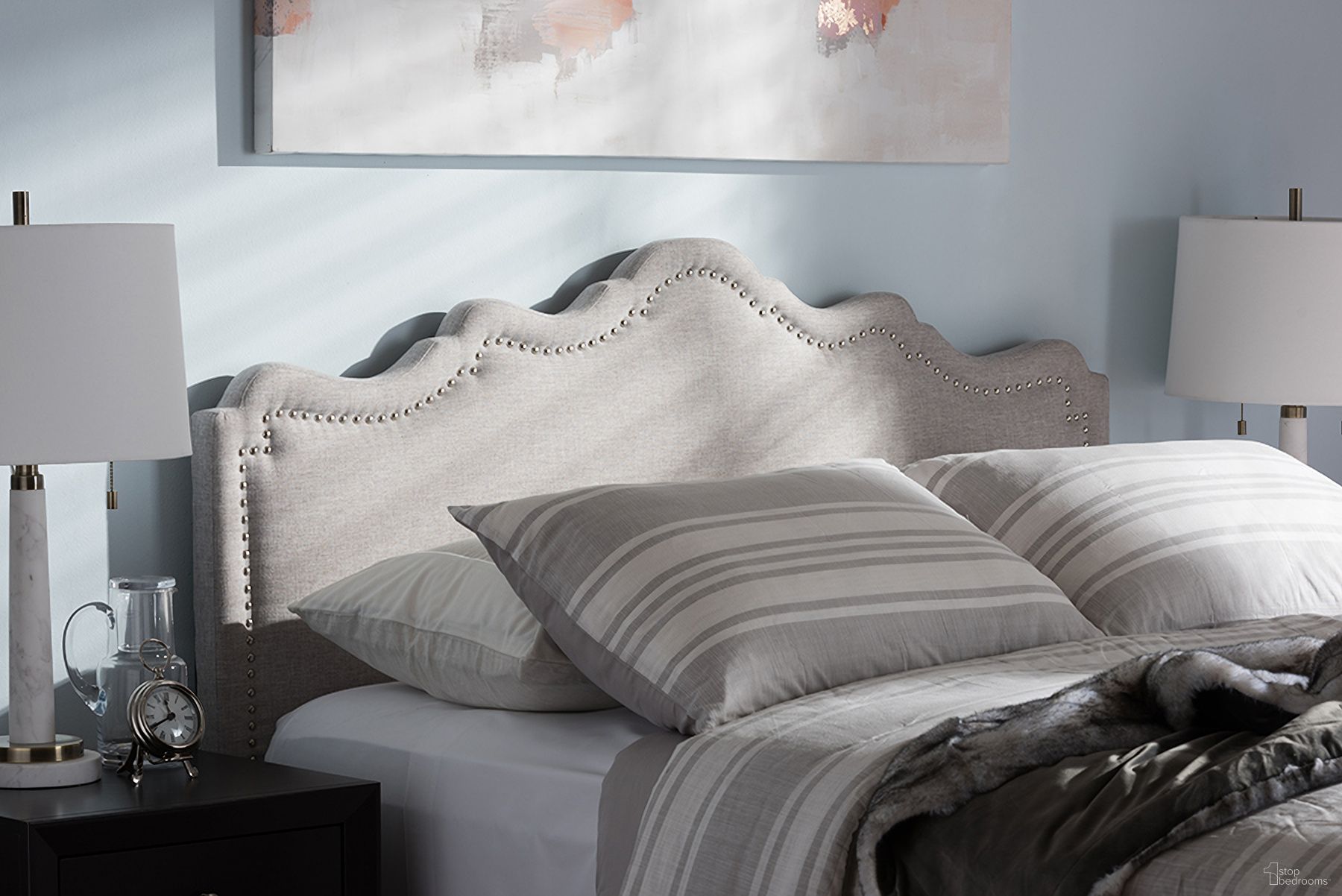 The appearance of Baxton Studio Nadeen Modern And Contemporary Greyish Beige Fabric King Size Headboard designed by Baxton Studio in the modern / contemporary interior design. This beige piece of furniture  was selected by 1StopBedrooms from Nadeen Collection to add a touch of cosiness and style into your home. Sku: BBT6622-Greyish Beige-King HB-H1217-14. Material: Fabric. Bed Size: King.