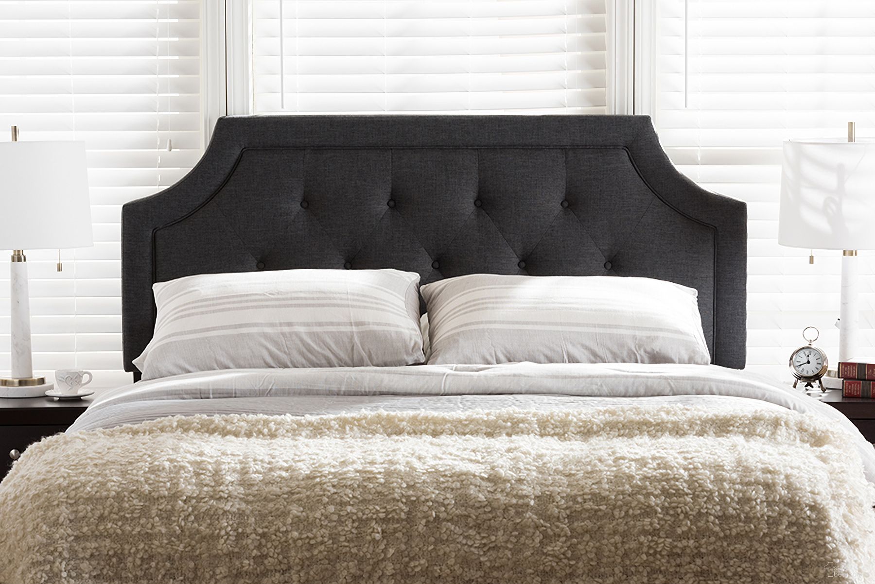 Baxton Studio Mars Modern And Contemporary Dark Grey Fabric Queen Size Headboard