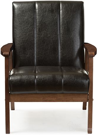 The appearance of Baxton Studio Nikko Mid-Century Modern Scandinavian Style Black Faux Leather Wooden Lounge Chair designed by Baxton Studio in the modern / contemporary interior design. This black piece of furniture was selected by 1StopBedrooms from Nikko Collection to add a touch of cosiness and style into your home. Sku: BBT8011A2-Black Chair. Material: Faux Leather.