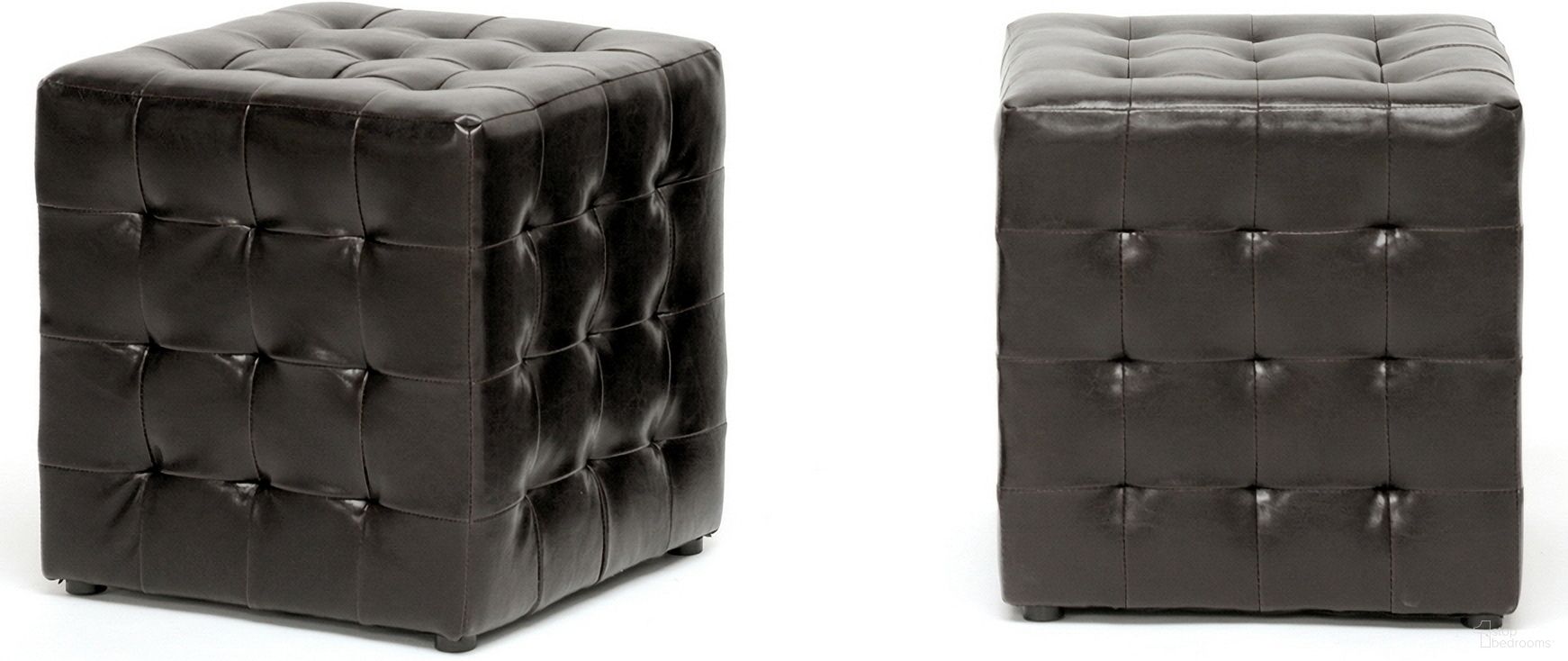 Baxton Studio Siskal Dark Brown Modern Cube Ottoman (Set Of 2)