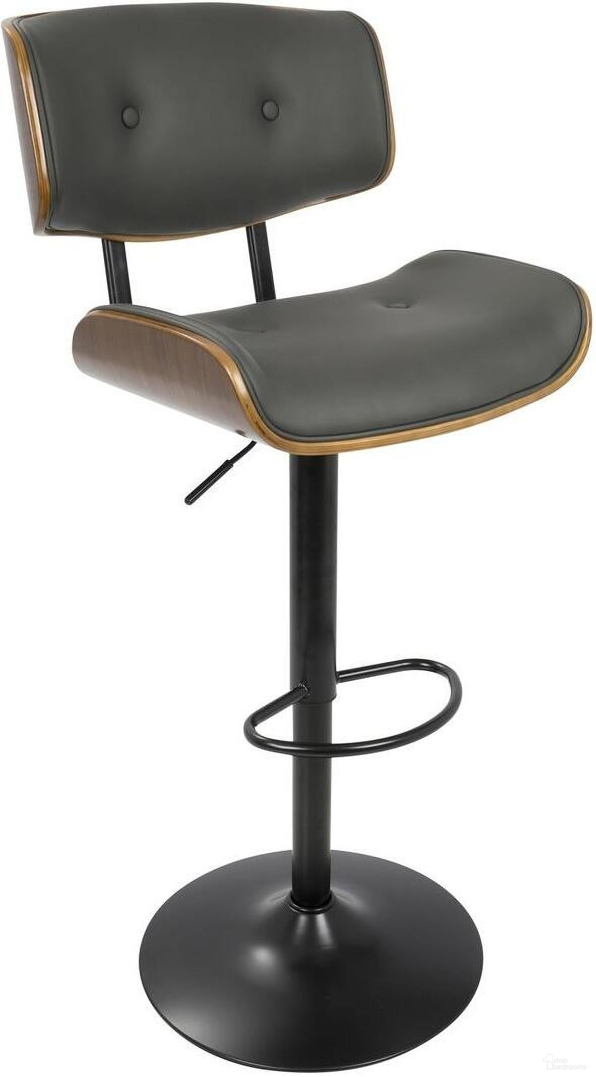 Lombardi Walnut And Gray Adjustable Barstool