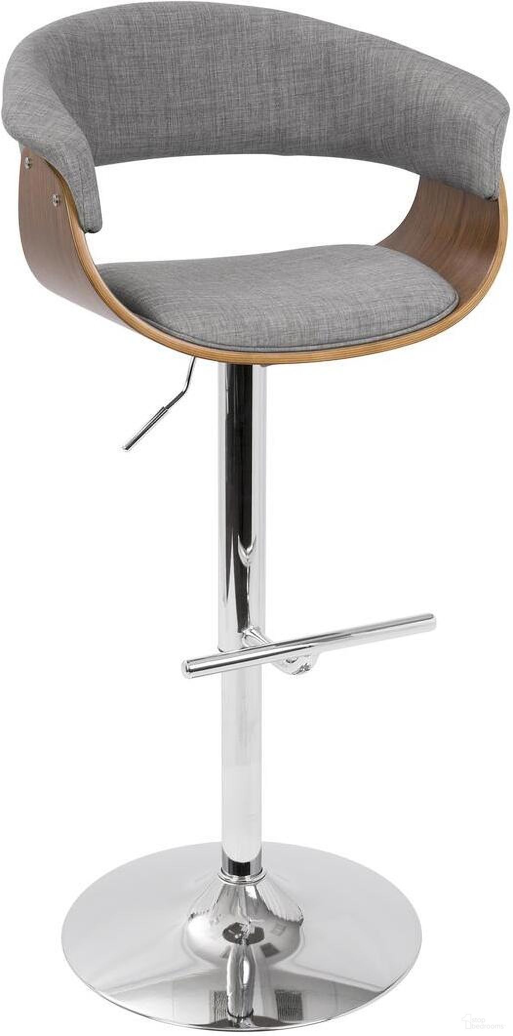 The appearance of Vintage Walnut And Light Gray Swivel Adjustable Barstool designed by Lumisource in the modern / contemporary interior design. This brown piece of furniture was selected by 1StopBedrooms from Vintage Mod Collection to add a touch of cosiness and style into your home. Sku: BS-VMO WL+LGY. Material: Wood.