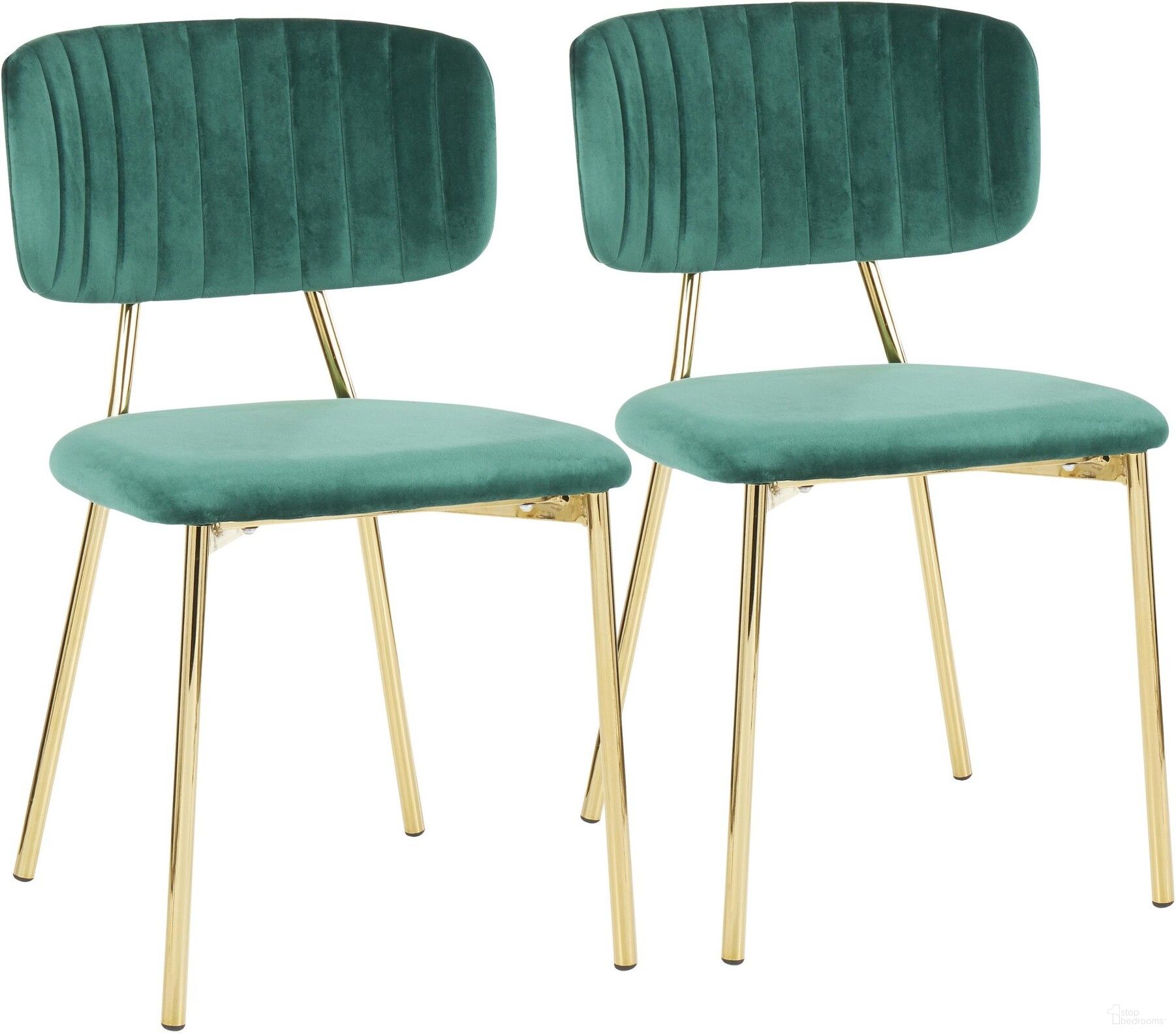 The appearance of Bouton Chair in Gold Metal and Green Velvet - Set of 2 designed by Lumisource in the modern / contemporary interior design. This green piece of furniture was selected by 1StopBedrooms from Bouton Collection to add a touch of cosiness and style into your home. Sku: CH-BOUTON AUVGN2. Material: Velvet. Chair Type: Side Chair.