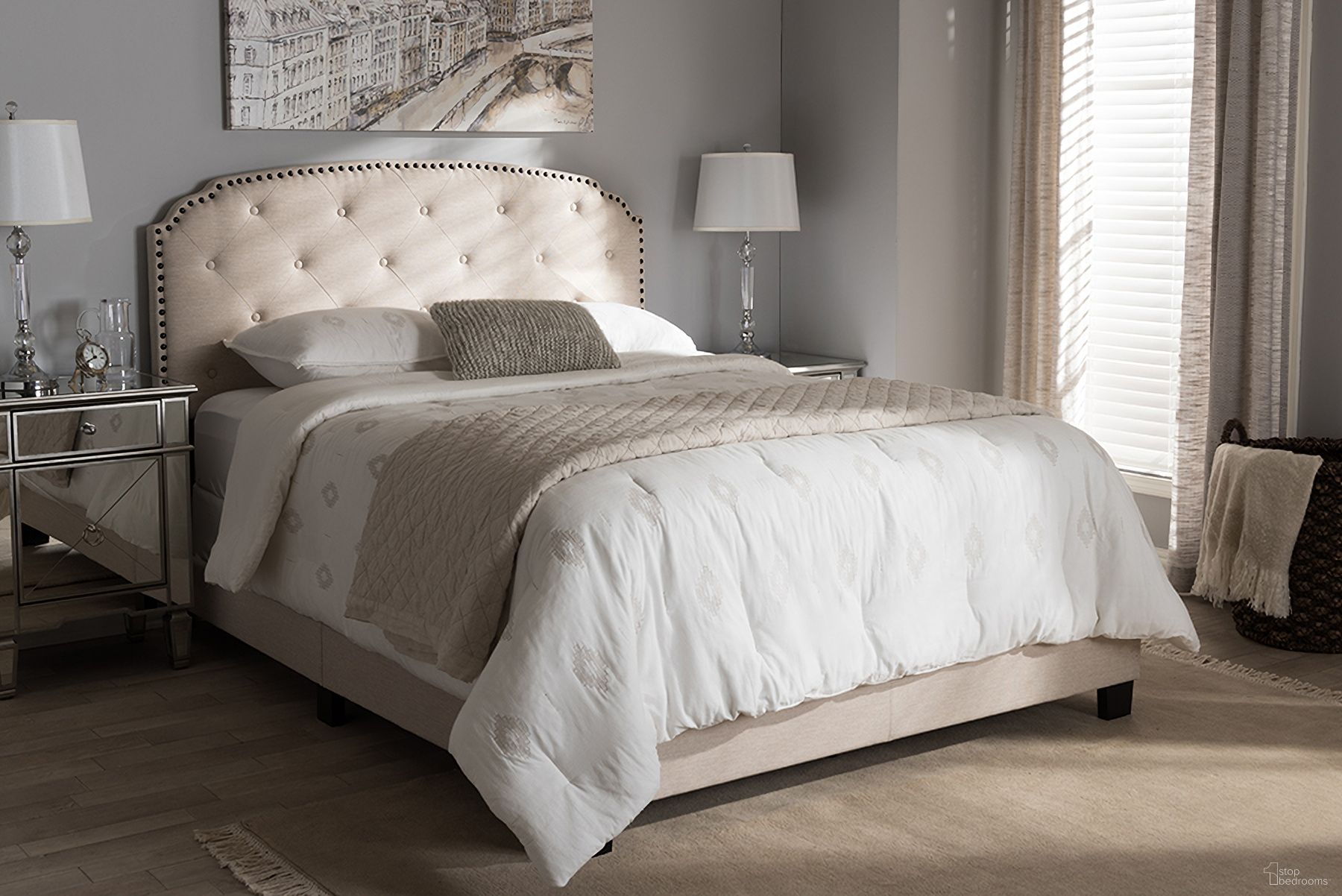 The appearance of Baxton Studio Lexi Modern And Contemporary Light Beige Fabric Upholstered Queen Size Bed designed by Baxton Studio in the modern / contemporary interior design. This light beige piece of furniture  was selected by 1StopBedrooms from Lexi Collection to add a touch of cosiness and style into your home. Sku: CF8747-F-Light Beige-Queen. Bed Type: Panel Bed. Material: Fabric. Bed Size: Queen.