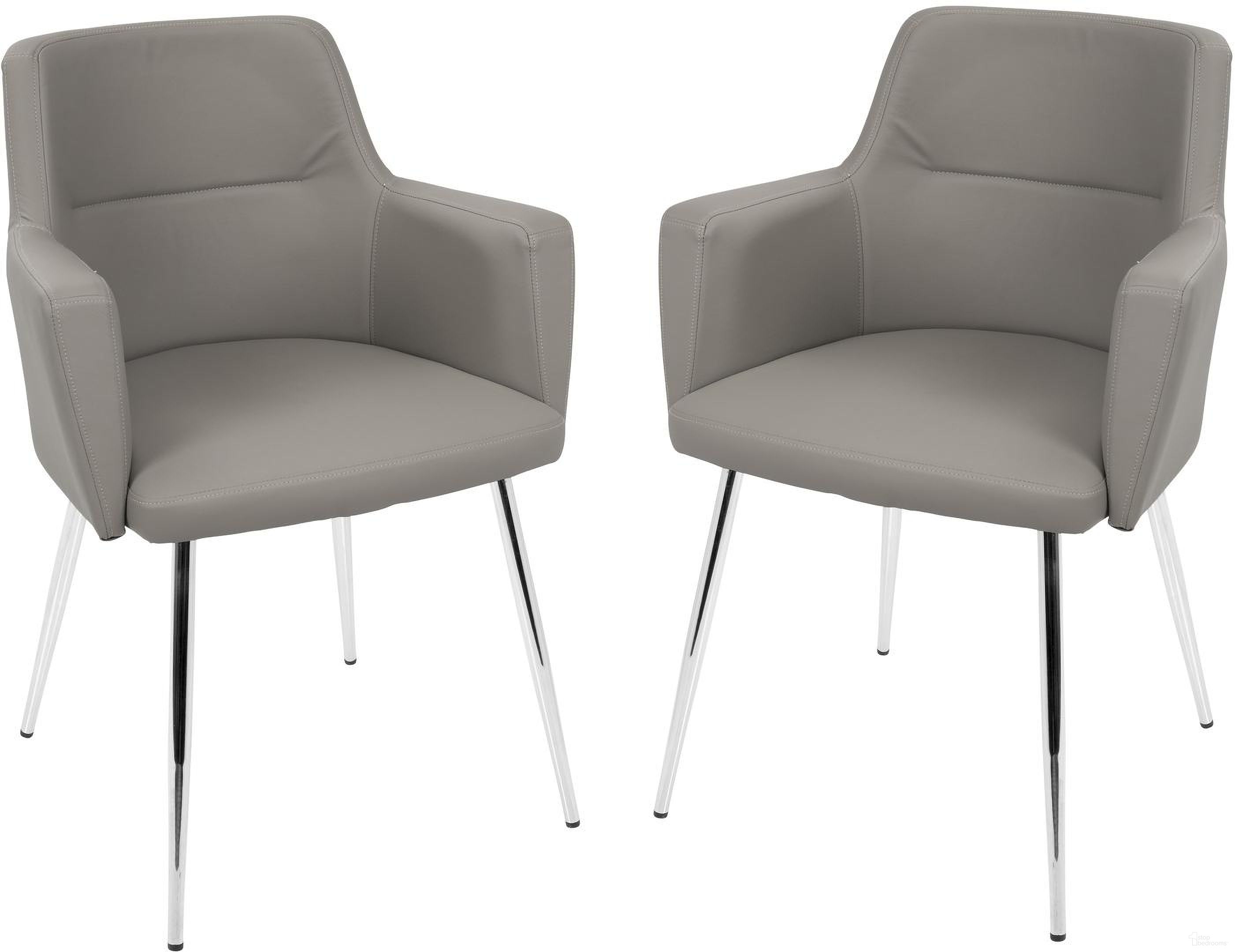 The appearance of Andrew Gray Dining Chair Set of 2 designed by Lumisource in the modern / contemporary interior design. This gray piece of furniture was selected by 1StopBedrooms from Andrew Collection to add a touch of cosiness and style into your home. Sku: CH-ANDRW GY2. Material: Wood. Chair Type: Arm Chair.