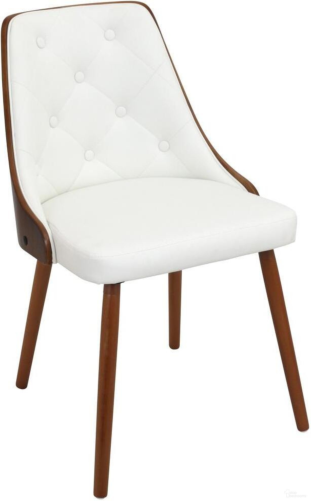 The appearance of Gianna Walnut And White Chair designed by Lumisource in the transitional interior design. This white piece of furniture was selected by 1StopBedrooms from Gianna Collection to add a touch of cosiness and style into your home. Sku: CH-JY-GNN WL+W. Material: Wood. Chair Type: Side Chair.
