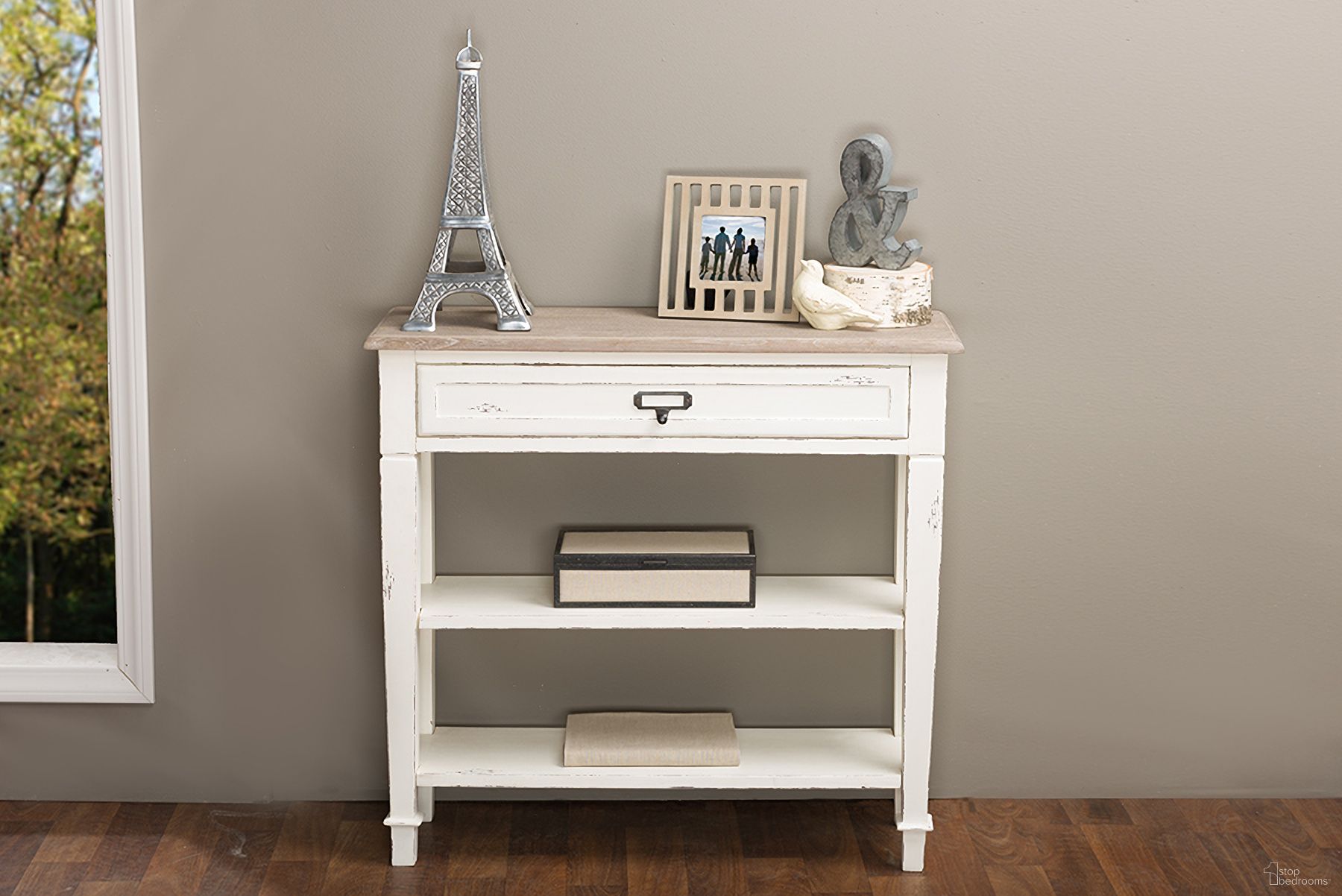 The appearance of Baxton Studio Dauphine Traditional French Accent Console Table-1 Drawer designed by Baxton Studio in the traditional interior design. This white piece of furniture was selected by 1StopBedrooms from Dauphine Collection to add a touch of cosiness and style into your home. Sku: CHR10VM/M B-C. Material: Wood.