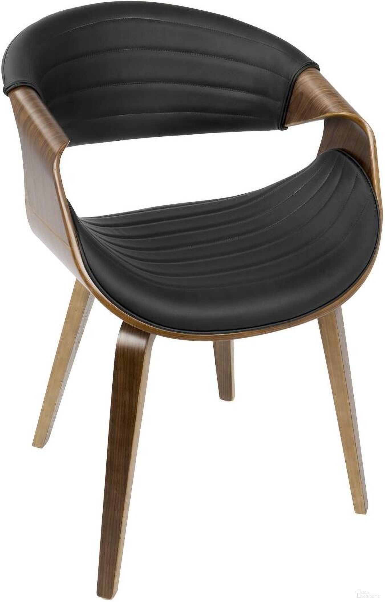 The appearance of Curvo Walnut And Black Accent Chair designed by Lumisource in the transitional interior design. This black piece of furniture was selected by 1StopBedrooms from Curvo Collection to add a touch of cosiness and style into your home. Sku: CH-SYMP WL+BK. Material: Wood. Chair Type: Arm Chair.