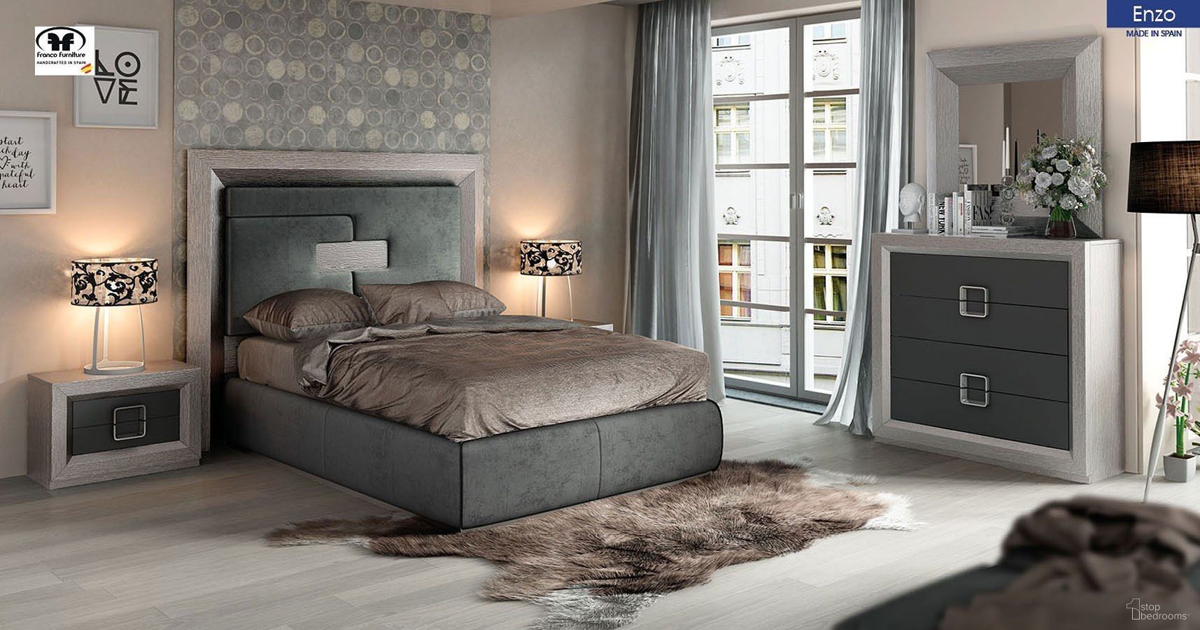 The appearance of Enzo Platform Bedroom Set designed by ESF in the modern / contemporary interior design. This grey piece of furniture was selected by 1StopBedrooms from Enzo Collection to add a touch of cosiness and style into your home. Sku: ENZOBEDQS;ENZONS. Bed Type: Platform Bed. Bed Size: Queen. Material: MDF.