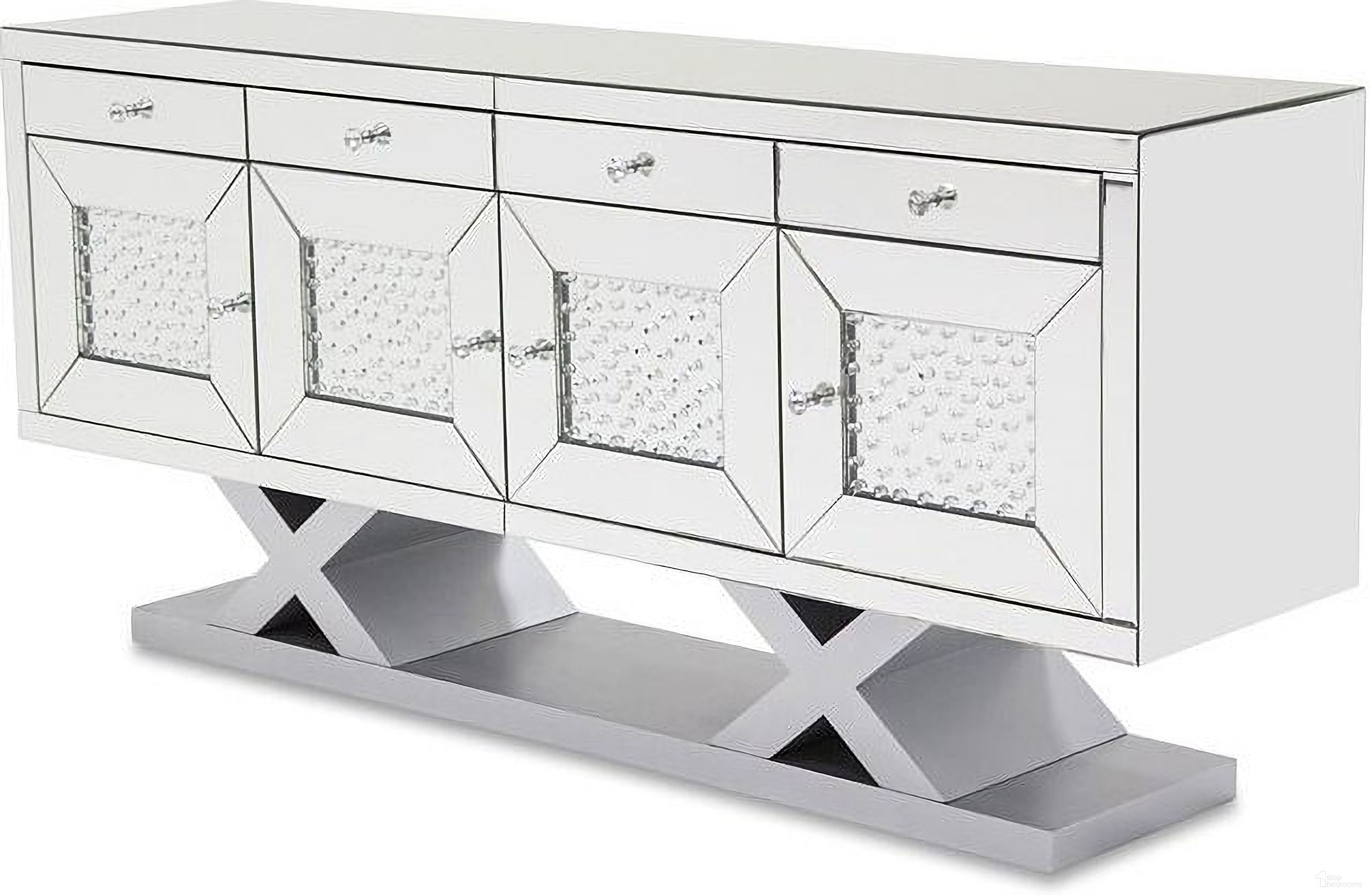 The appearance of Montreal Mirrored Accent Cabinet designed by Michael Amini in the modern / contemporary interior design. This white piece of furniture  was selected by 1StopBedrooms from Montreal Collection to add a touch of cosiness and style into your home. Sku: FS-MNTRL227BH;FS-MNTRL227TH. Material: MDF.