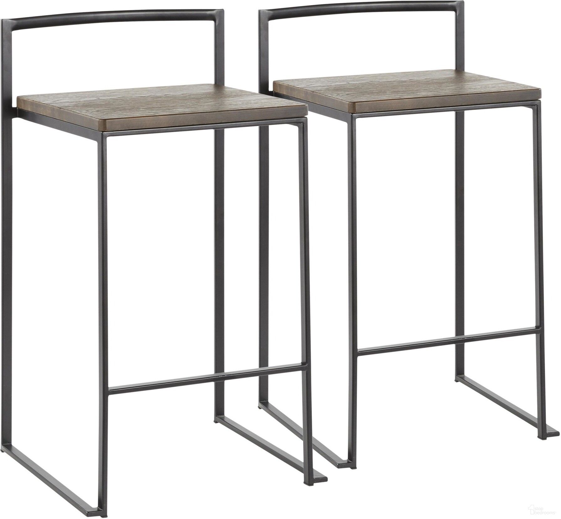The appearance of Fuji Stackable Counter Stool in Black with an Espresso Wood-Pressed Grain Bamboo Seat - Set of 2 designed by Lumisource in the modern / contemporary interior design. This black piece of furniture was selected by 1StopBedrooms from Fuji Collection to add a touch of cosiness and style into your home. Sku: B26-FUJI BKWDE2. Material: Bamboo.