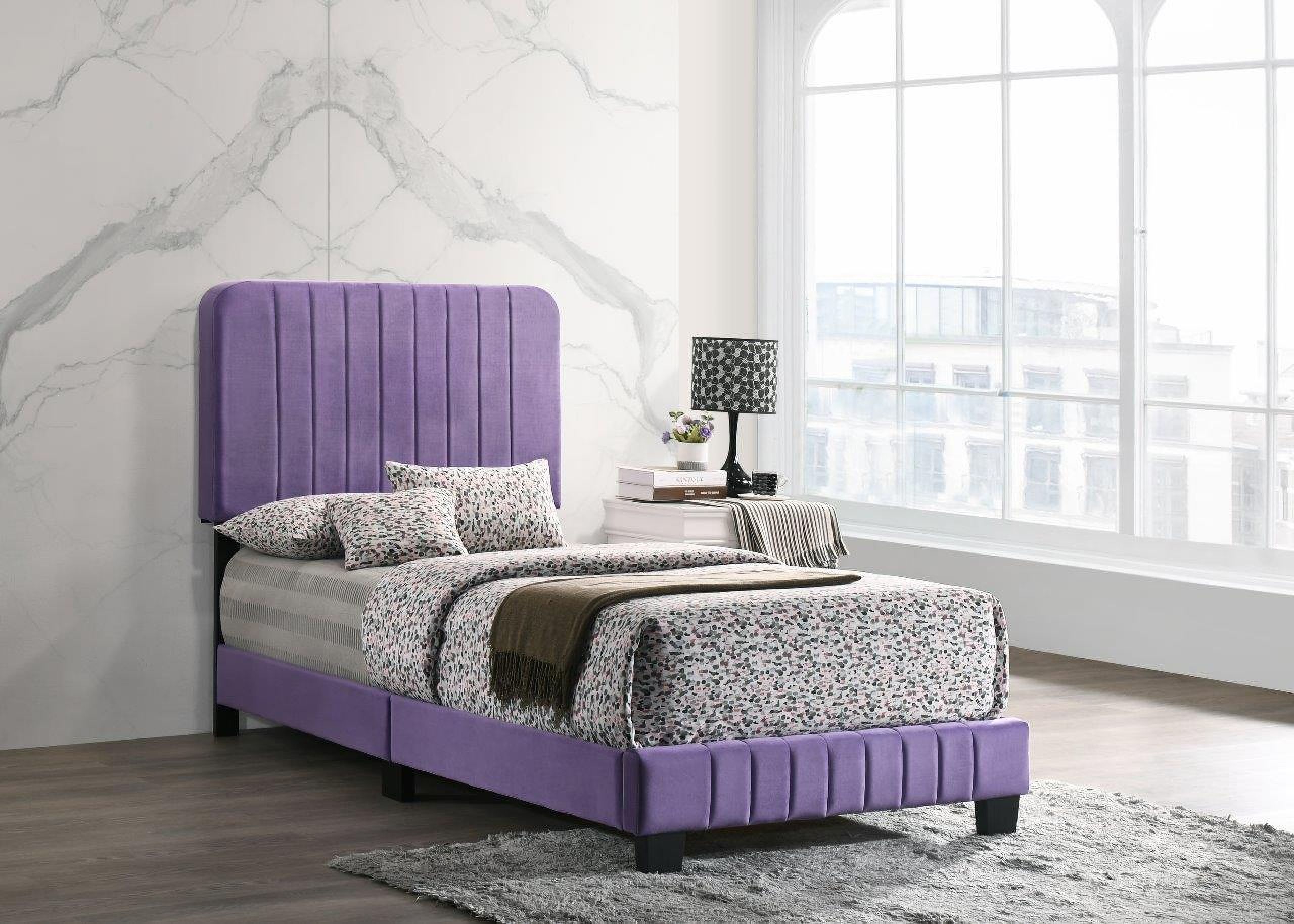 The appearance of Glory Furniture Lodi Twin Bed, Purple designed by Glory in the modern / contemporary interior design. This purple piece of furniture was selected by 1StopBedrooms from Lodi Collection to add a touch of cosiness and style into your home. Sku: G0502-TB-UP-Twin Bed. Bed Type: Panel Bed. Material: Wood. Bed Size: Twin.