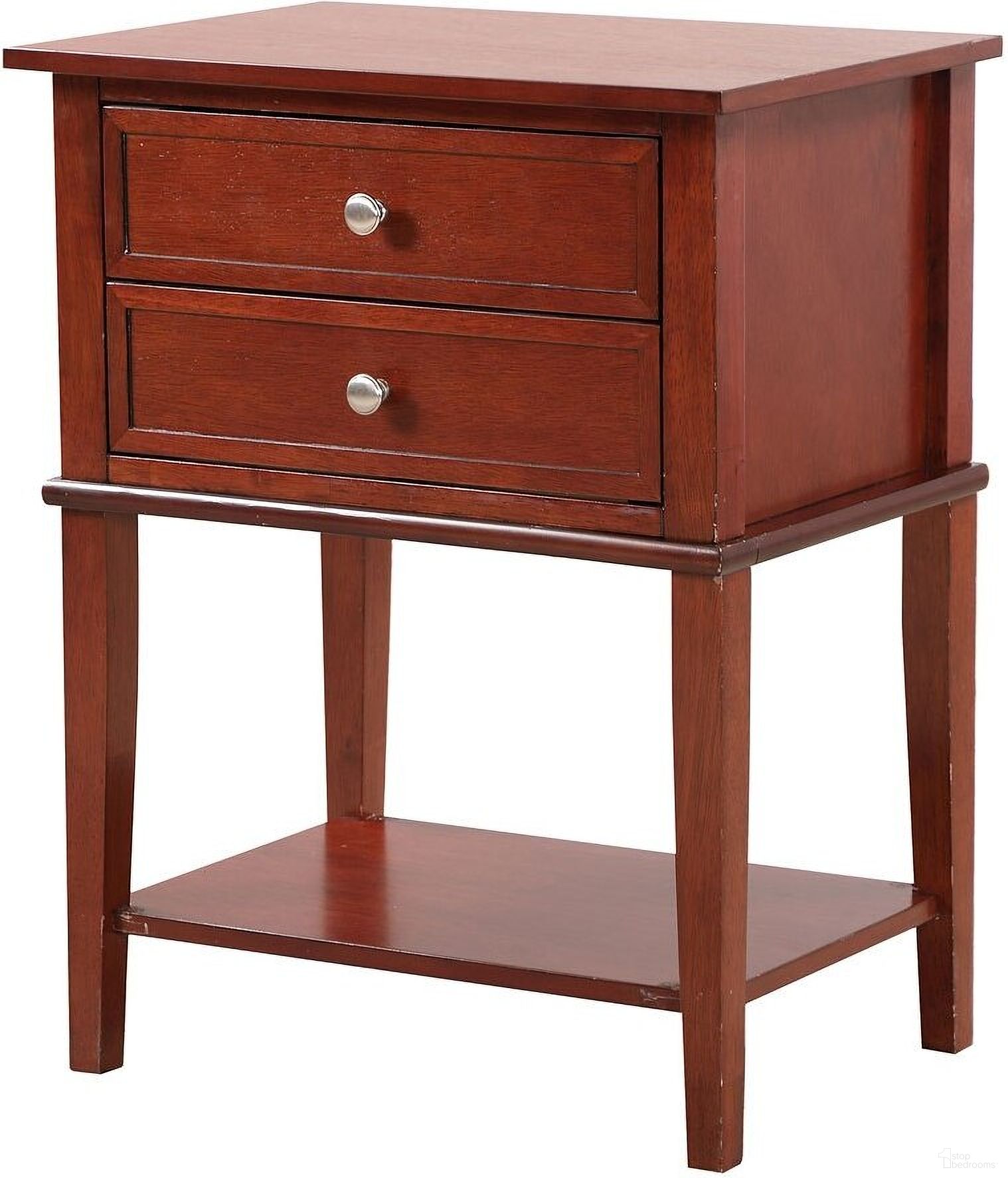 The appearance of Glory Furniture Newton Nightstand, Cherry designed by Glory in the transitional interior design. This cherry piece of furniture  was selected by 1StopBedrooms from Newton Collection to add a touch of cosiness and style into your home. Sku: G059-N-Nightstand. Material: Wood.