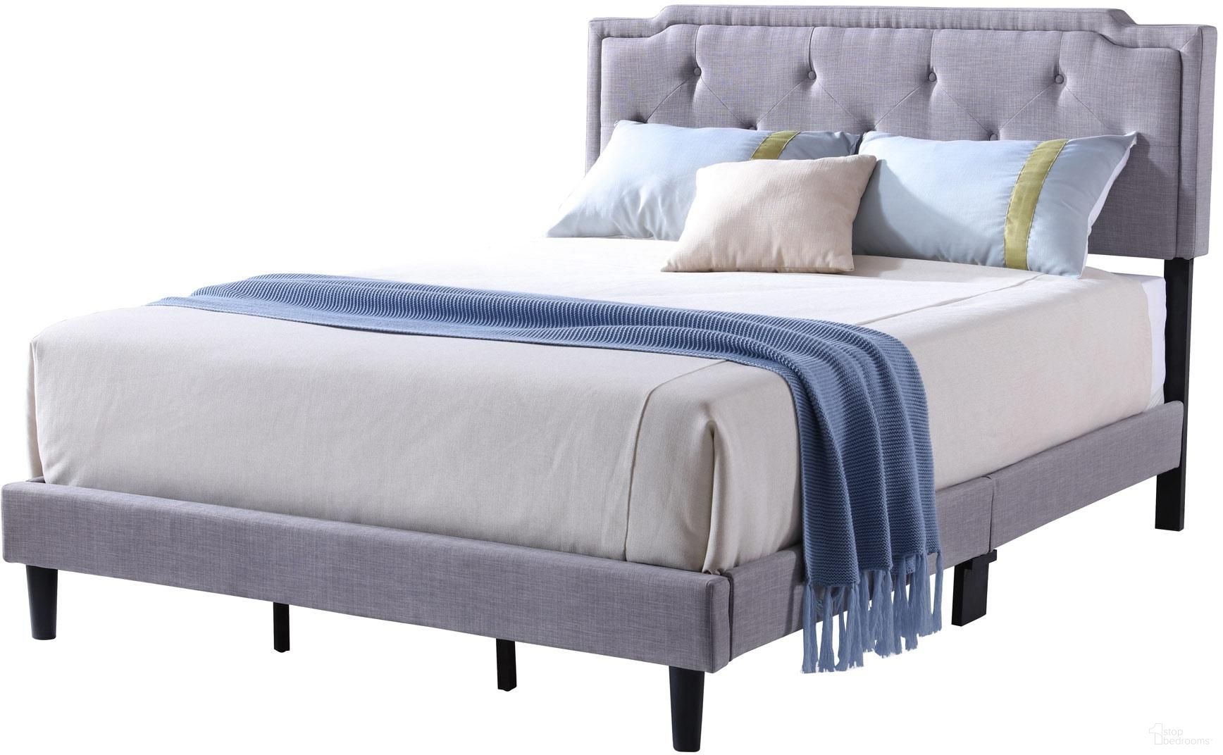 Glory Furniture StarLight Queen Size Bed Light Grey Fabric