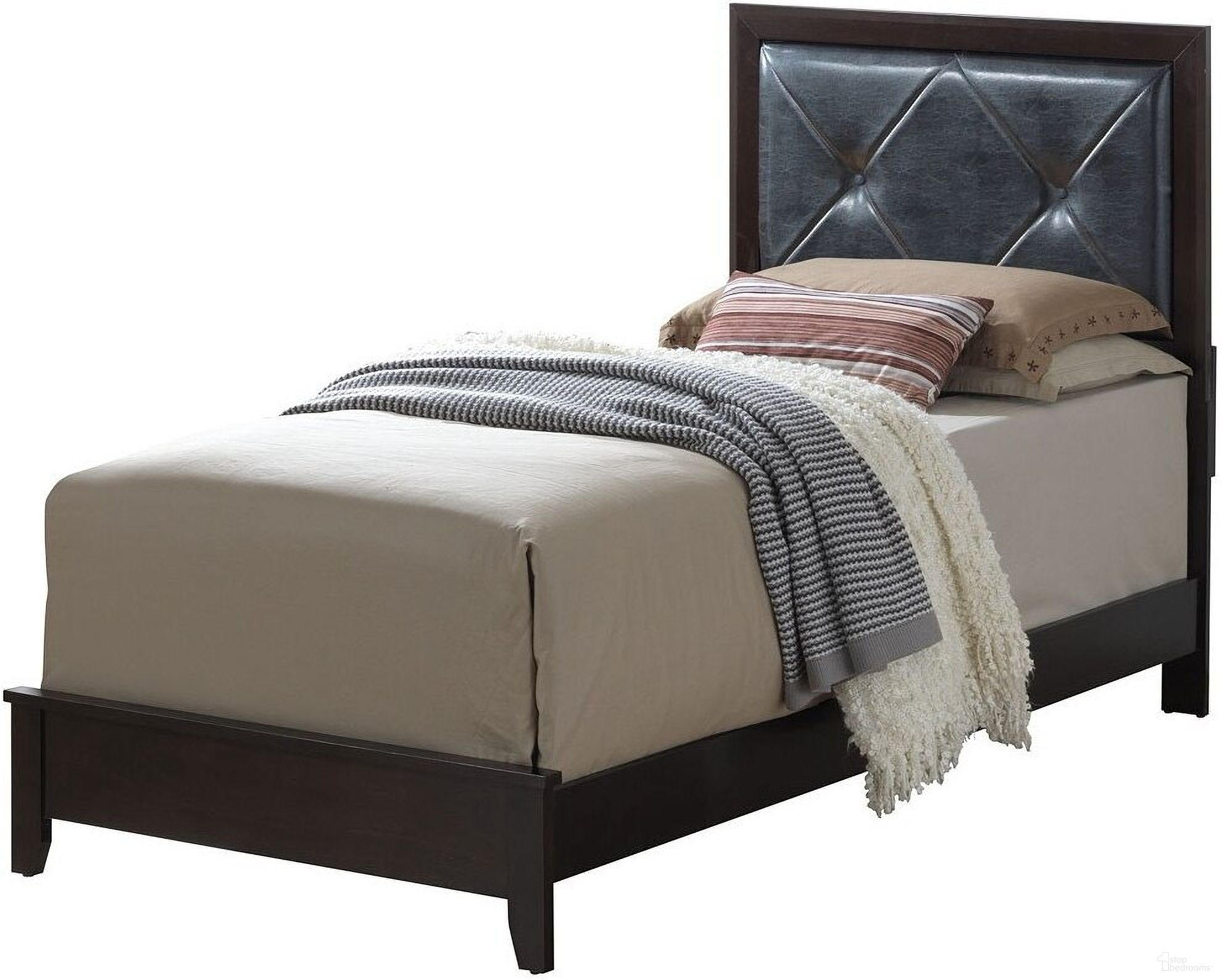 The appearance of Parker Low Profile Bed (Twin) designed by Glory in the transitional interior design. This dark cappuccino piece of furniture  was selected by 1StopBedrooms from Parker Collection to add a touch of cosiness and style into your home. Sku: G1300A-TB Box 1;G1300A-TB Box 3;G1300A-TB Box 2. Bed Type: Panel Bed. Material: Wood. Bed Size: Twin.