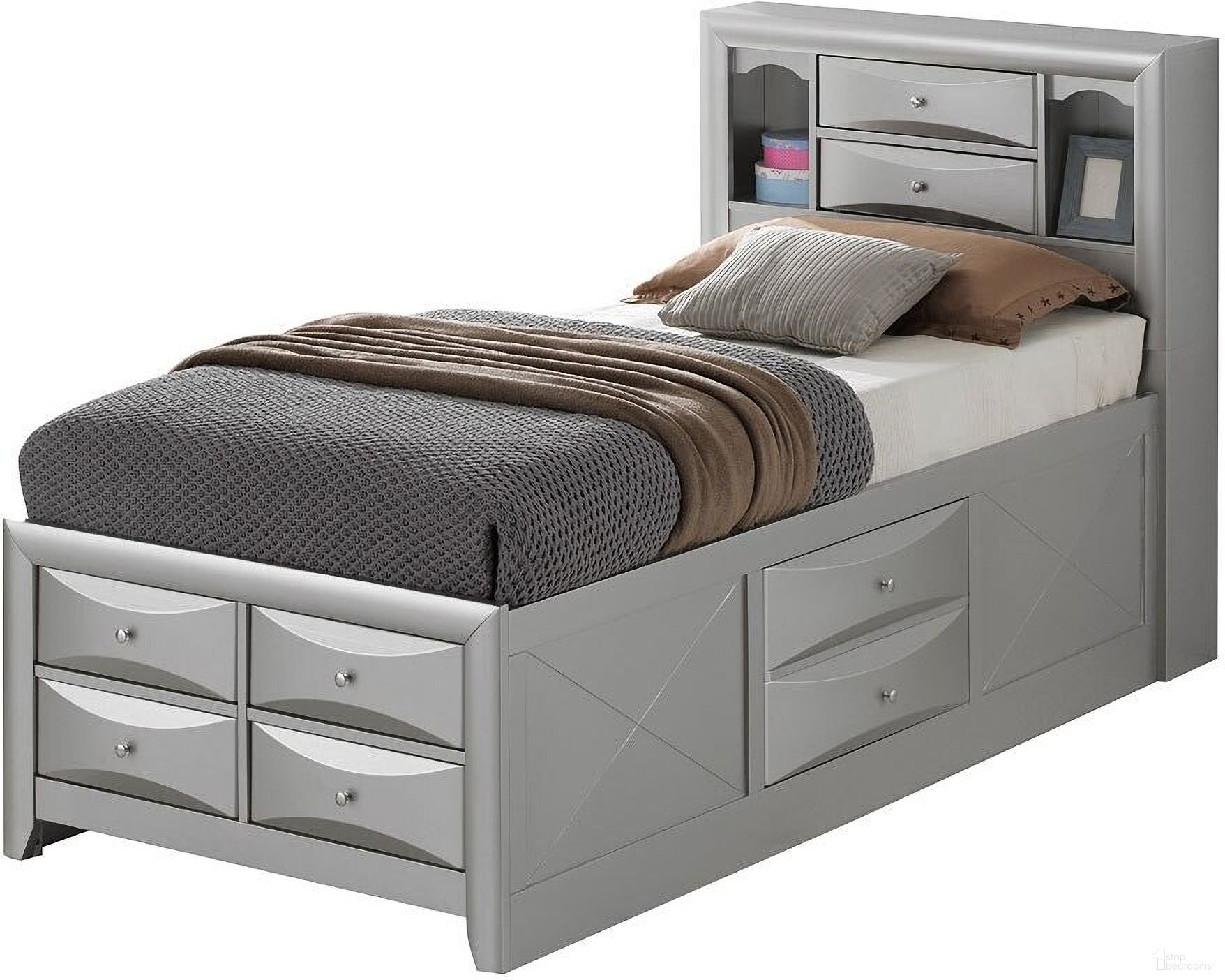 The appearance of G1503G Bookcase Storage Bed (Twin) designed by Glory in the transitional interior design. This silver gray piece of furniture was selected by 1StopBedrooms from G15 Collection to add a touch of cosiness and style into your home. Sku: G1503G-TSB3 Box 1;G1503G-TSB3 Box 3;G1503G-TSB3 Box 2;G1503G-TSB3 Box 4;G1503G-TSB3 Box 5;G1503G-TSB3 Box 6. Bed Type: Storage Bed. Material: Wood. Bed Size: Twin.