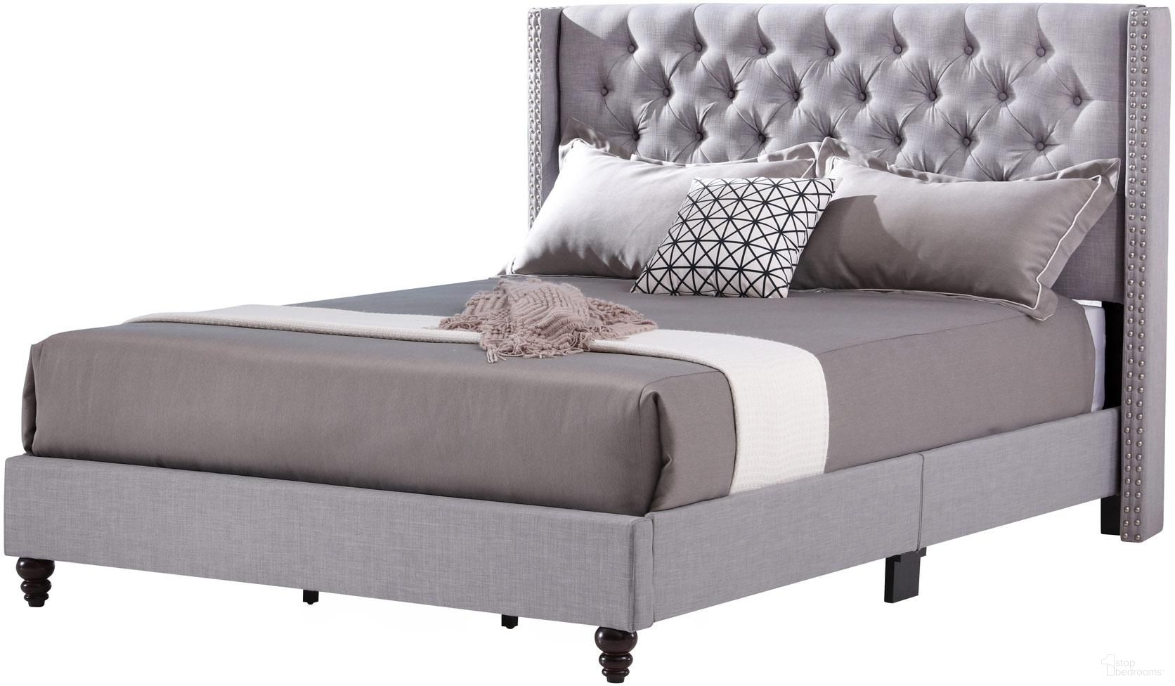 Glory Furniture Victa Queen Size Bed Light Grey Twill