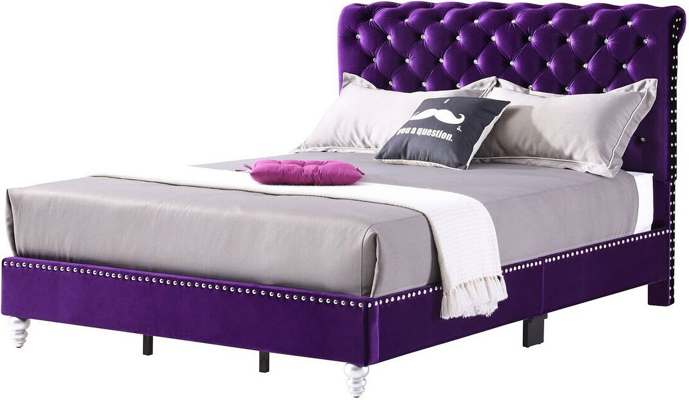 Purple upholstered deals bed