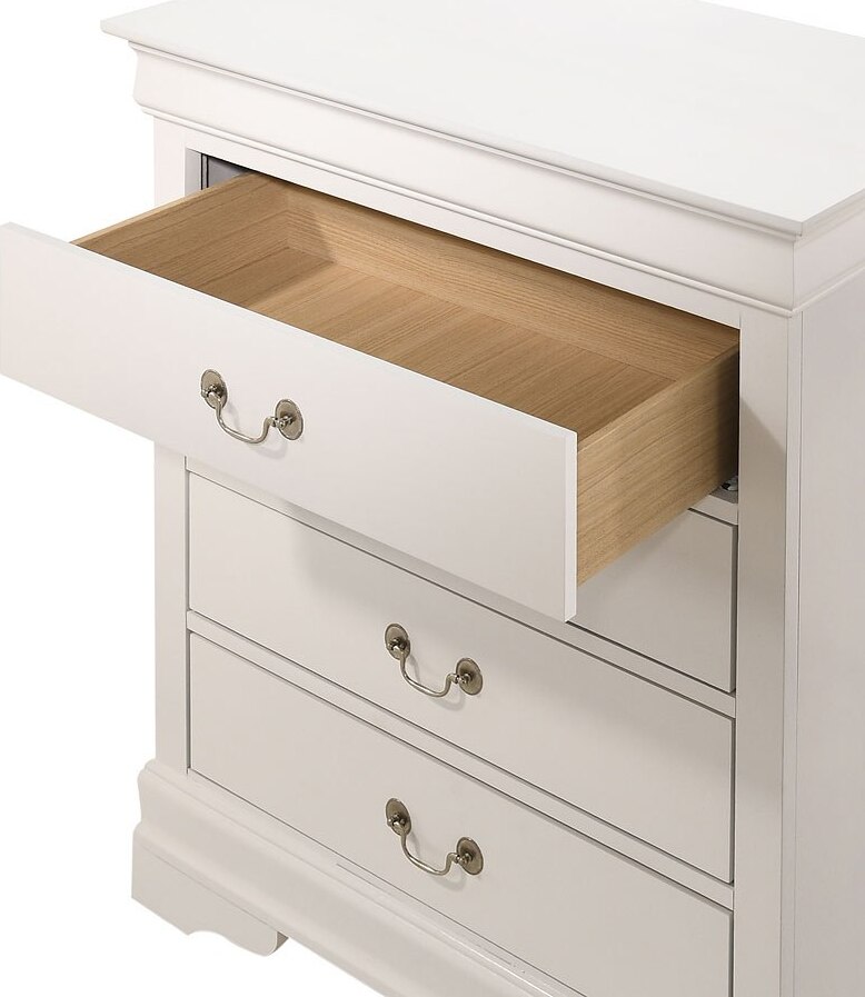 Glory Furniture Louis Phillipe G3103-BC 4 Drawer Chest , Silver Champagne