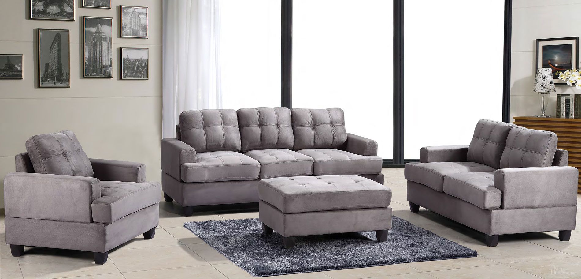 The appearance of G513 Living Room Set (Grey) designed by Glory in the transitional interior design. This grey piece of furniture was selected by 1StopBedrooms from G513 Collection to add a touch of cosiness and style into your home. Sku: G513A-S;G513A-L. Material: Fabric.