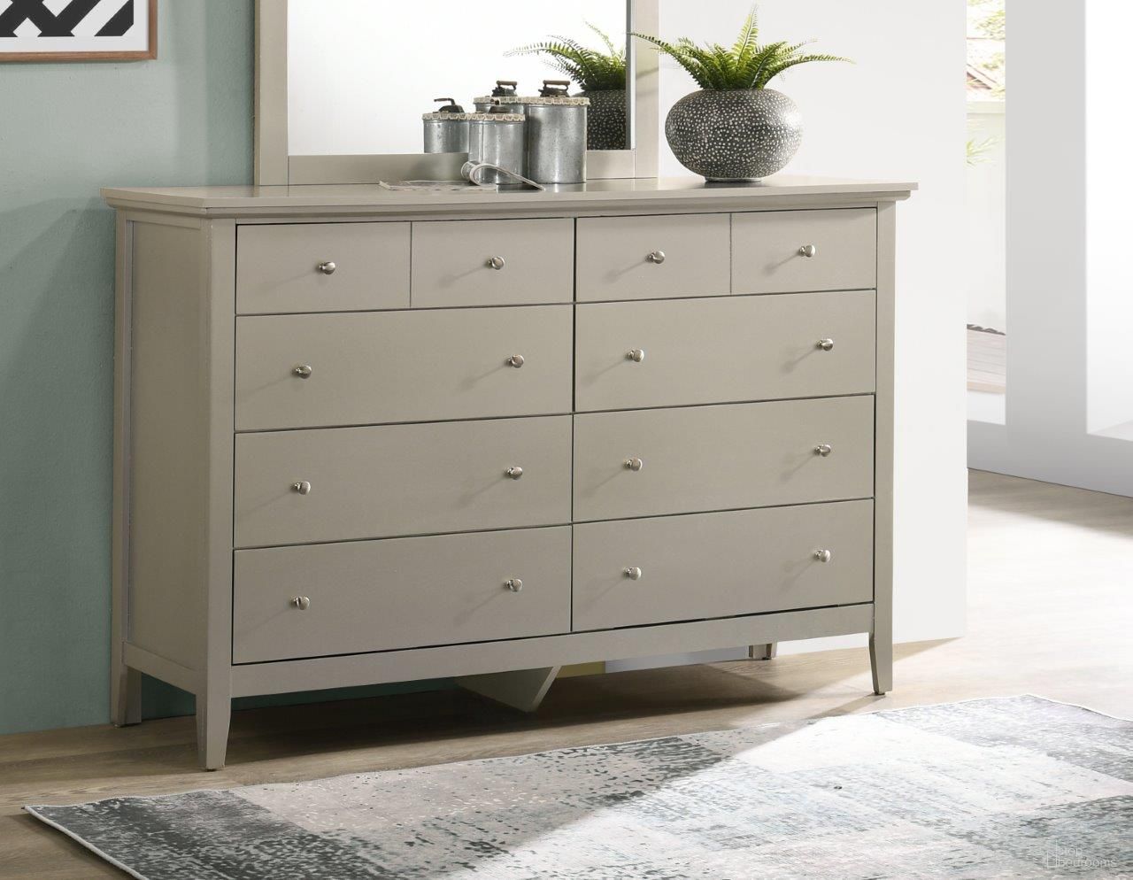 The appearance of Glory Furniture Hammond Dresser, Champagne designed by Glory in the modern / contemporary interior design. This champagne piece of furniture was selected by 1StopBedrooms from Hammond Collection to add a touch of cosiness and style into your home. Sku: G5403-D-8 Drawer Dresser. Material: Wood.