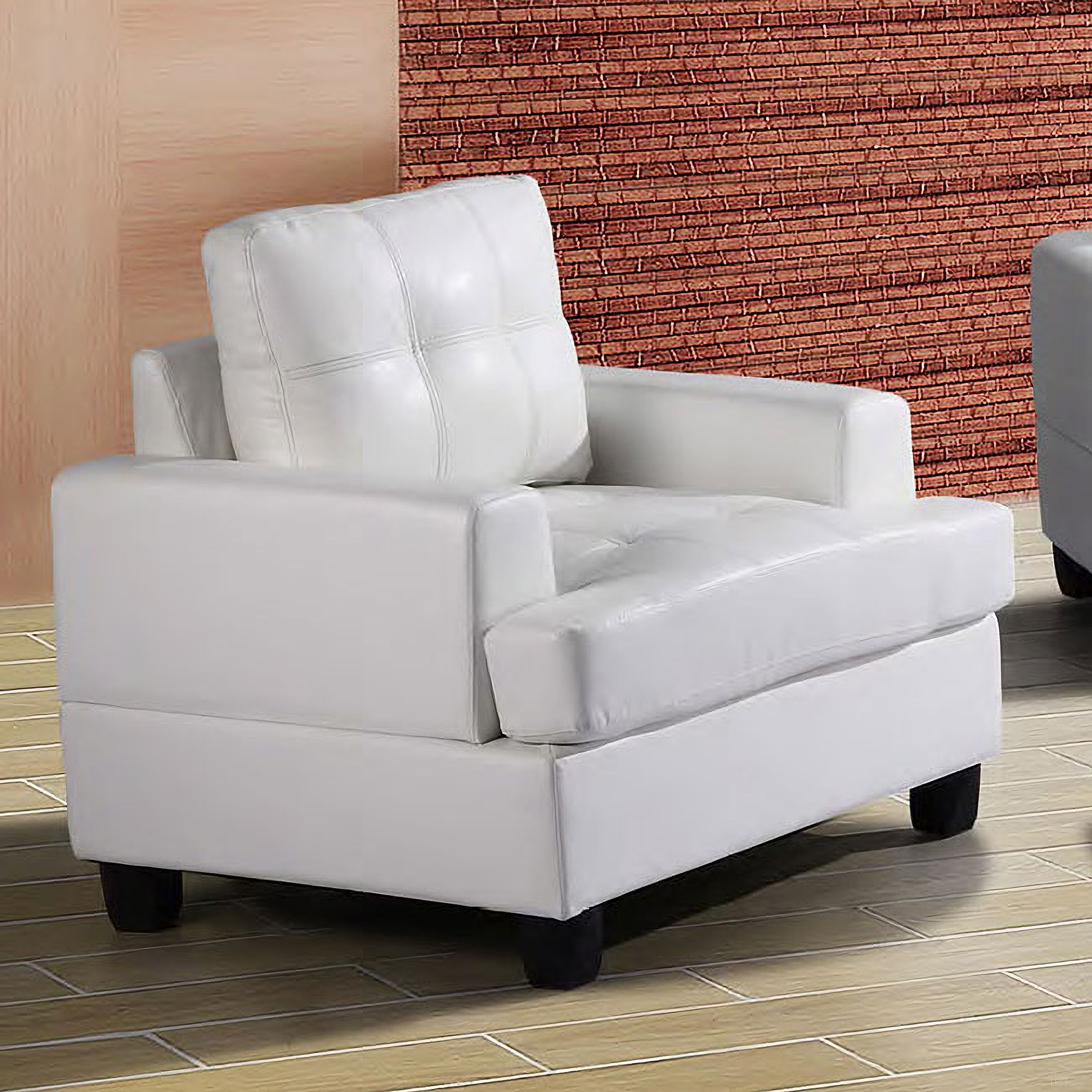 The appearance of G587 Chair (White) designed by Glory in the transitional interior design. This white piece of furniture  was selected by 1StopBedrooms from G587 Collection to add a touch of cosiness and style into your home. Sku: G587A-C-Chair. Material: Faux Leather.