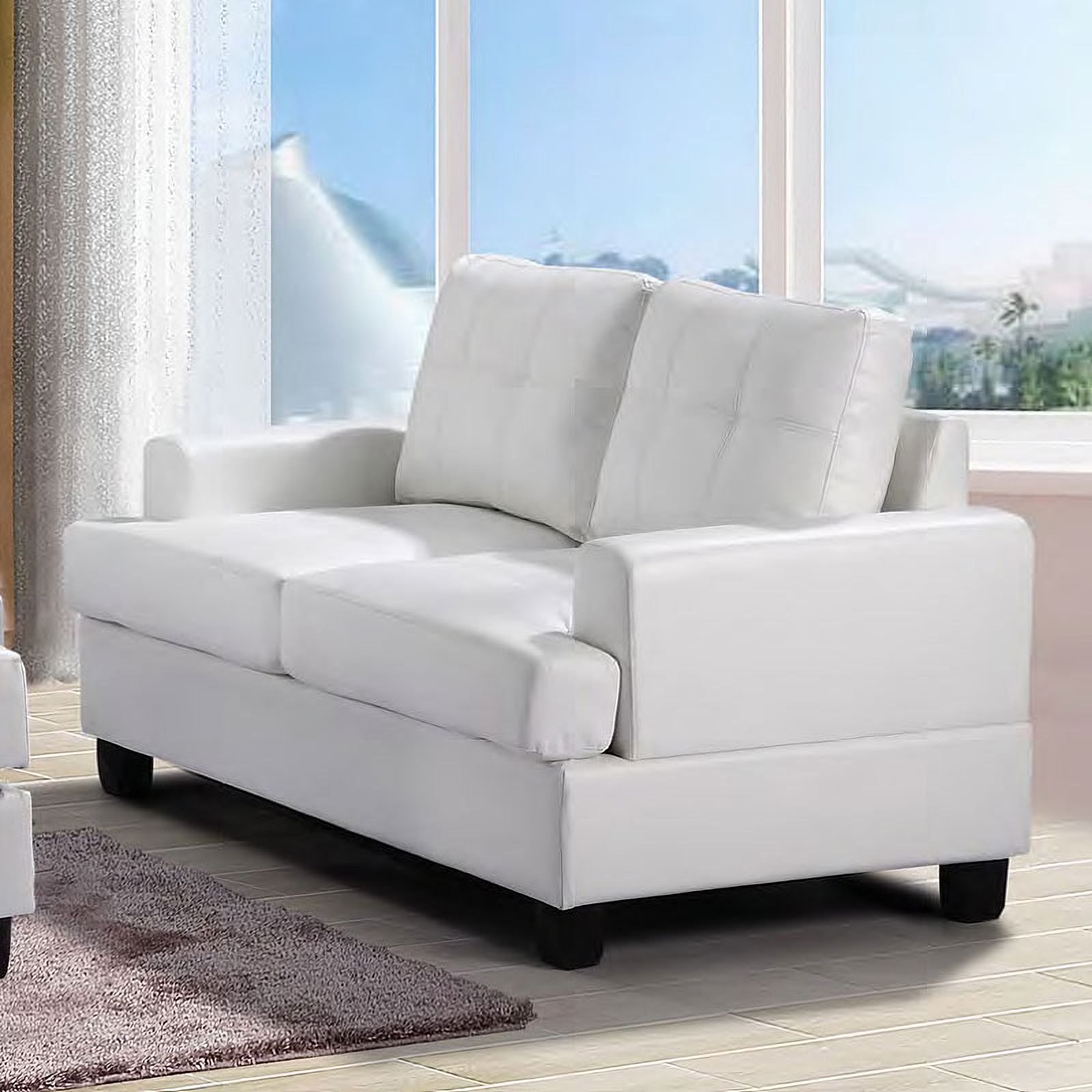 The appearance of G587 Loveseat (White) designed by Glory in the transitional interior design. This white piece of furniture was selected by 1StopBedrooms from G587 Collection to add a touch of cosiness and style into your home. Sku: G587A-L Box 1;G587A-L Box 2. Material: Faux Leather.