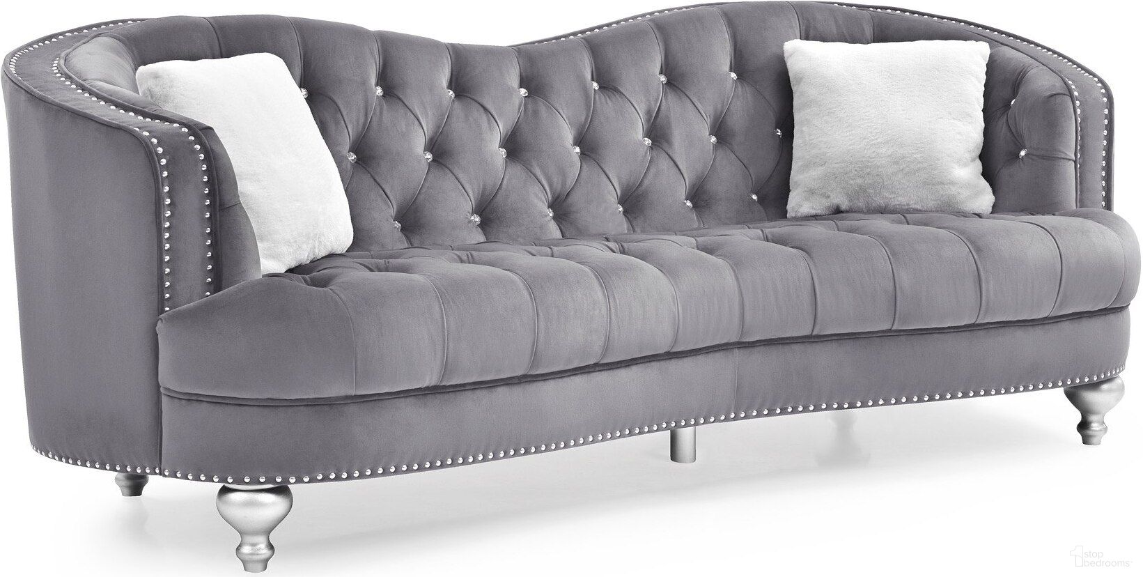 The appearance of Jewel Sofa Gray designed by Glory in the transitional interior design. This gray piece of furniture was selected by 1StopBedrooms from Jewel Collection to add a touch of cosiness and style into your home. Sku: G755-S-Sofa. Material: Fabric.