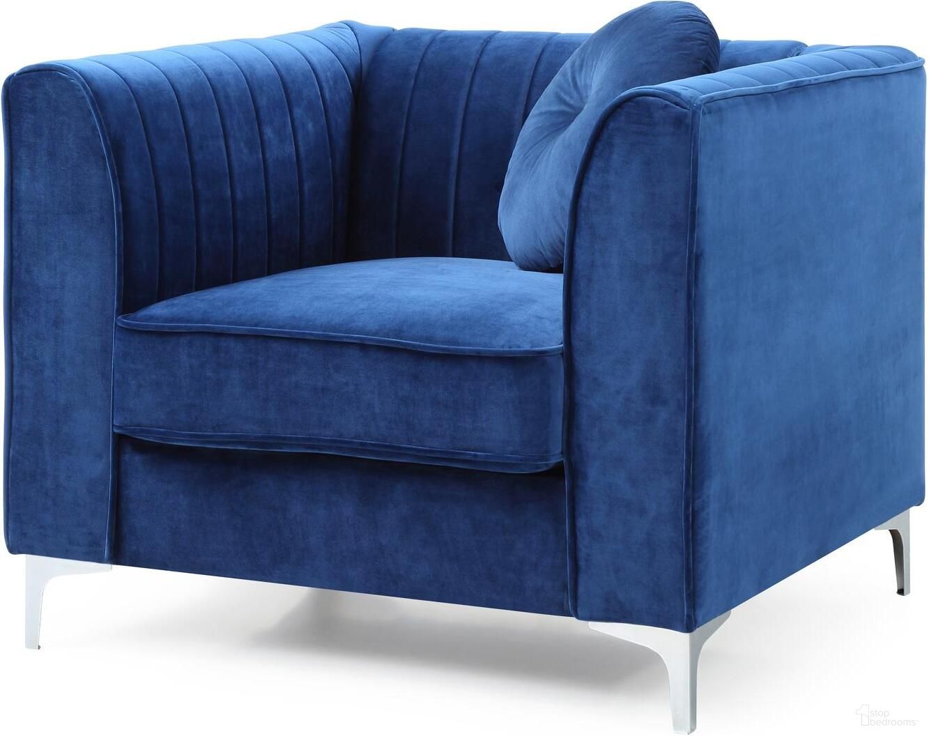 Delray Velvet Arm Chair In Navy Blue
