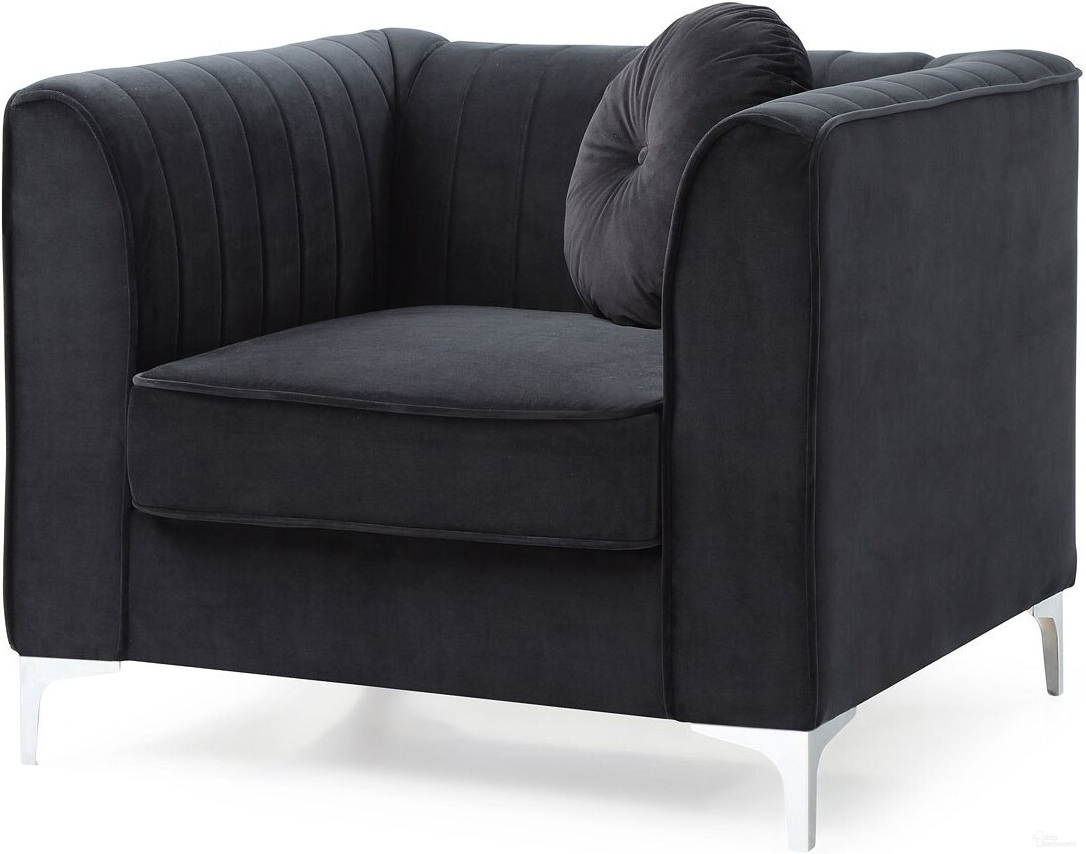 The appearance of Delray Chair In Black designed by Glory in the modern / contemporary interior design. This black piece of furniture  was selected by 1StopBedrooms from Delray Collection to add a touch of cosiness and style into your home. Sku: G793A-C-Chair. Material: Fabric.