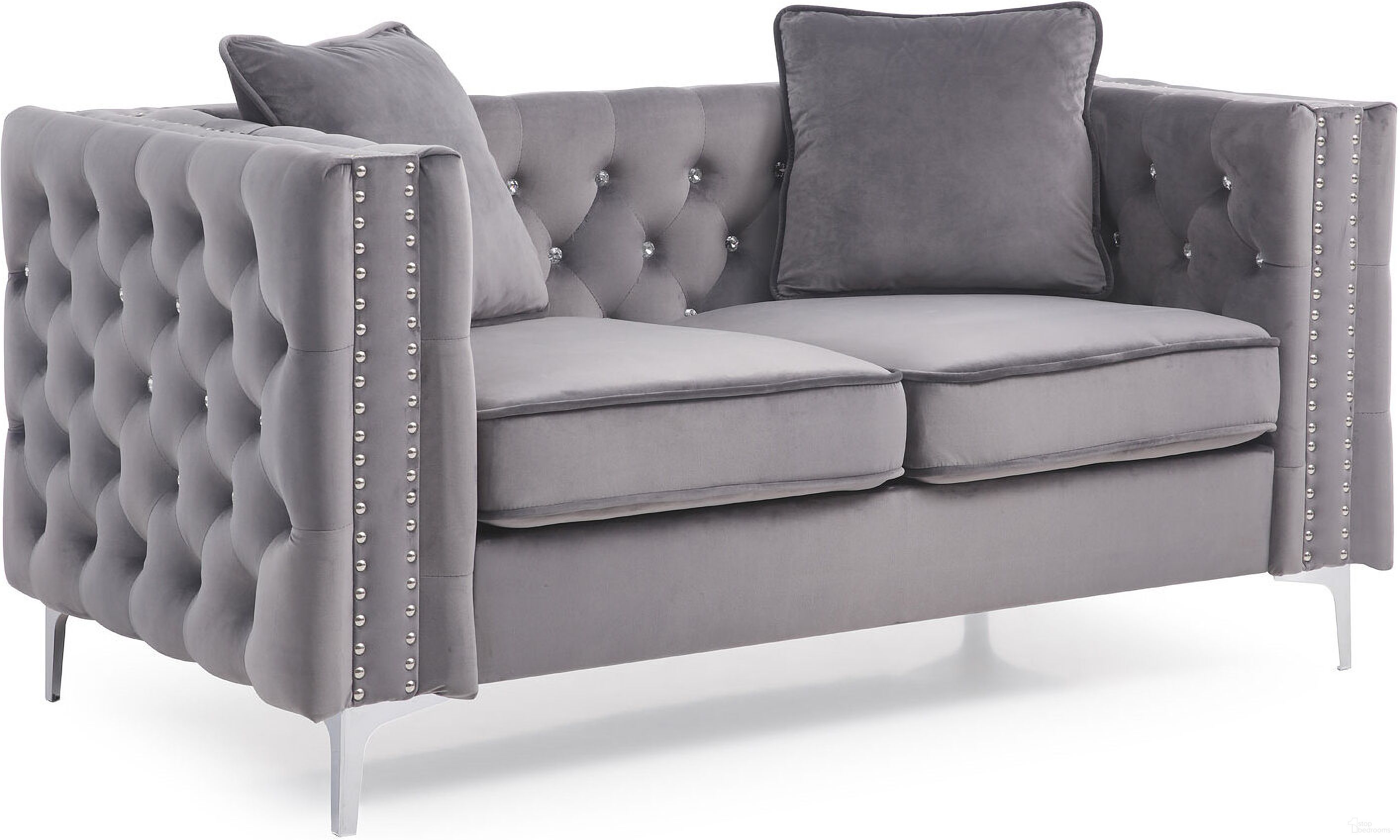 The appearance of Paige Loveseat (Gray) designed by Glory in the transitional interior design. This gray piece of furniture was selected by 1StopBedrooms from Paige Collection to add a touch of cosiness and style into your home. Sku: G822A-L Box 2;G822A-L Box 1. Material: Fabric.