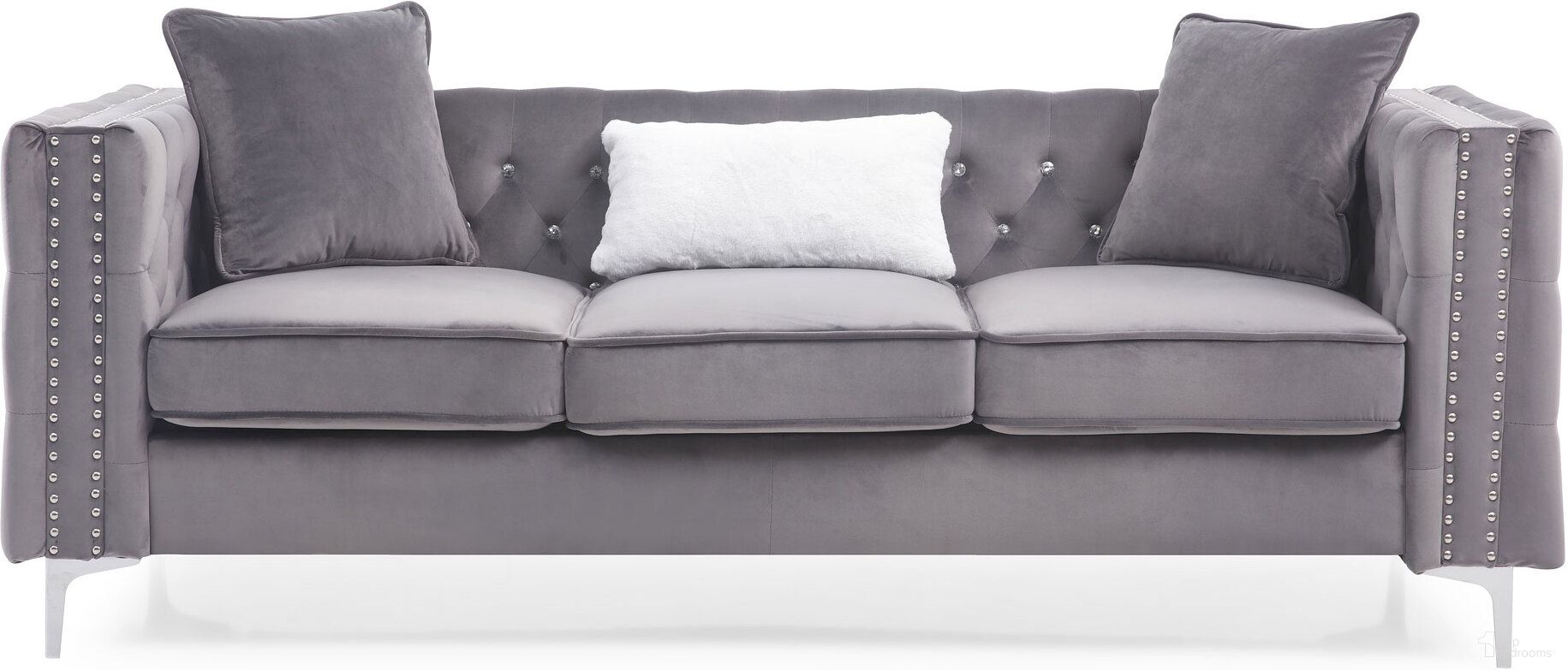 The appearance of Paige Sofa (Gray) designed by Glory in the transitional interior design. This gray piece of furniture  was selected by 1StopBedrooms from Paige Collection to add a touch of cosiness and style into your home. Sku: G822A-S Box 1;G822A-S Box 2. Material: Fabric.