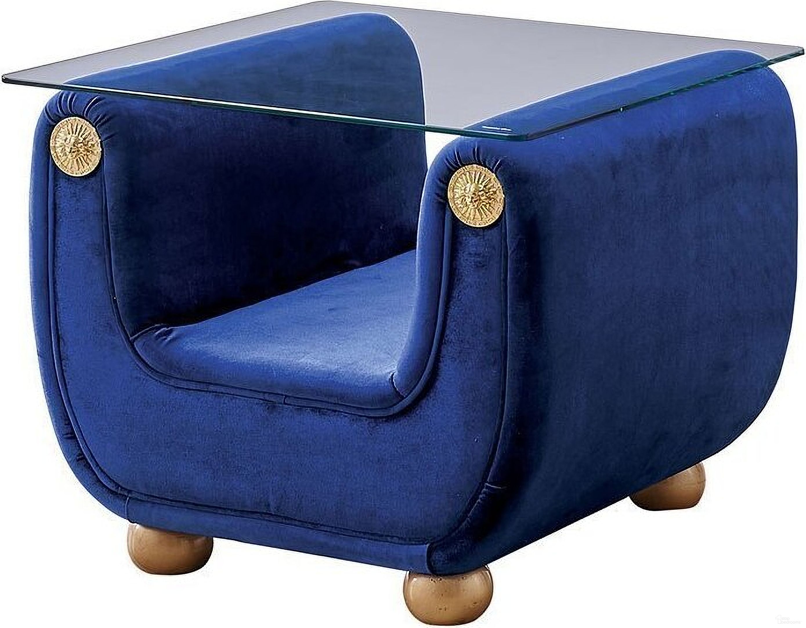 The appearance of Giza End Table (Dark Blue) designed by ESF in the transitional interior design. This dark blue piece of furniture was selected by 1StopBedrooms from Giza Collection to add a touch of cosiness and style into your home. Sku: GIZAENDTABLEBLUE. Material: Fabric.