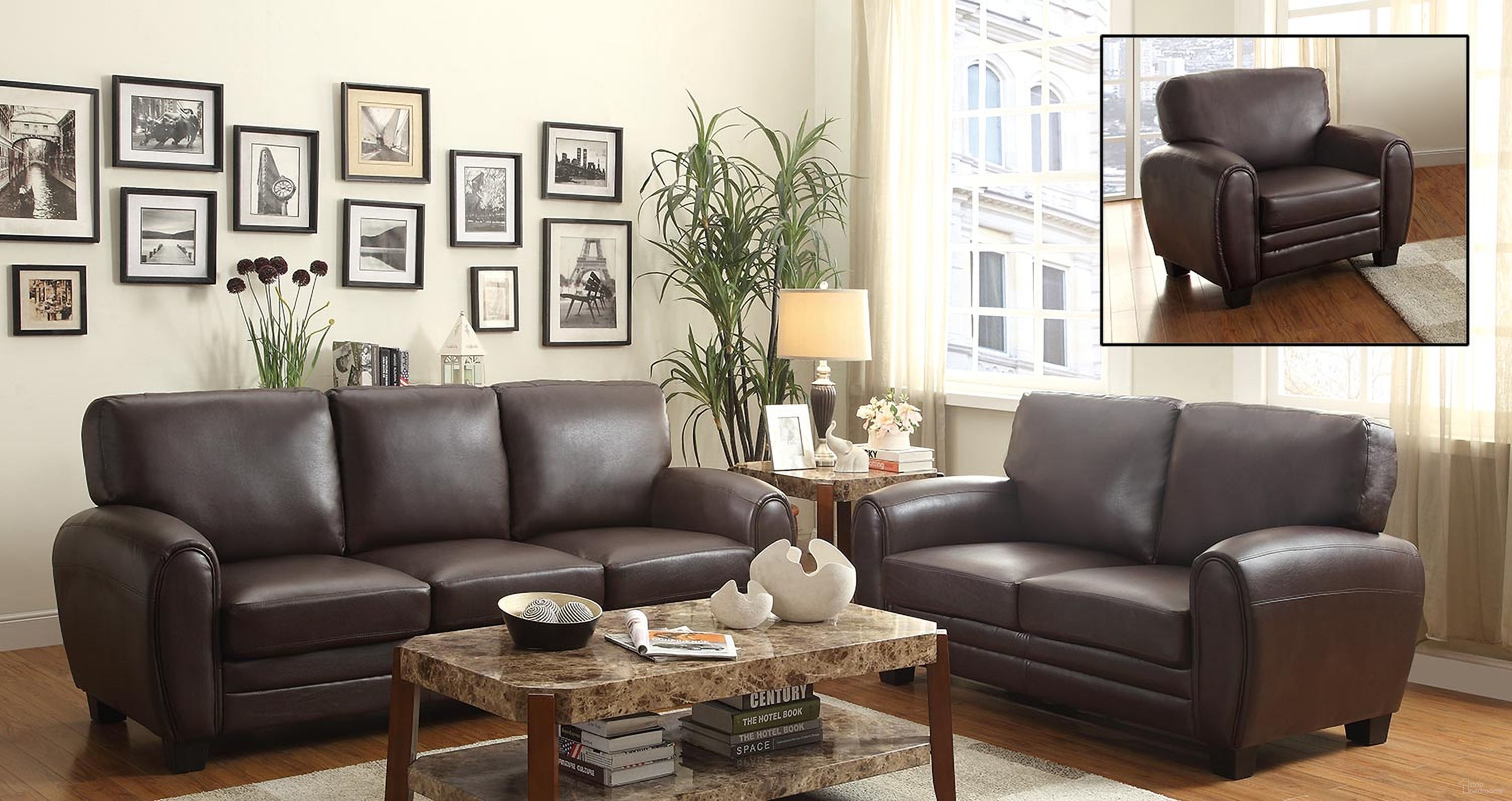 Rubin Dark Brown Living Room Set by Homelegance | 1StopBedrooms