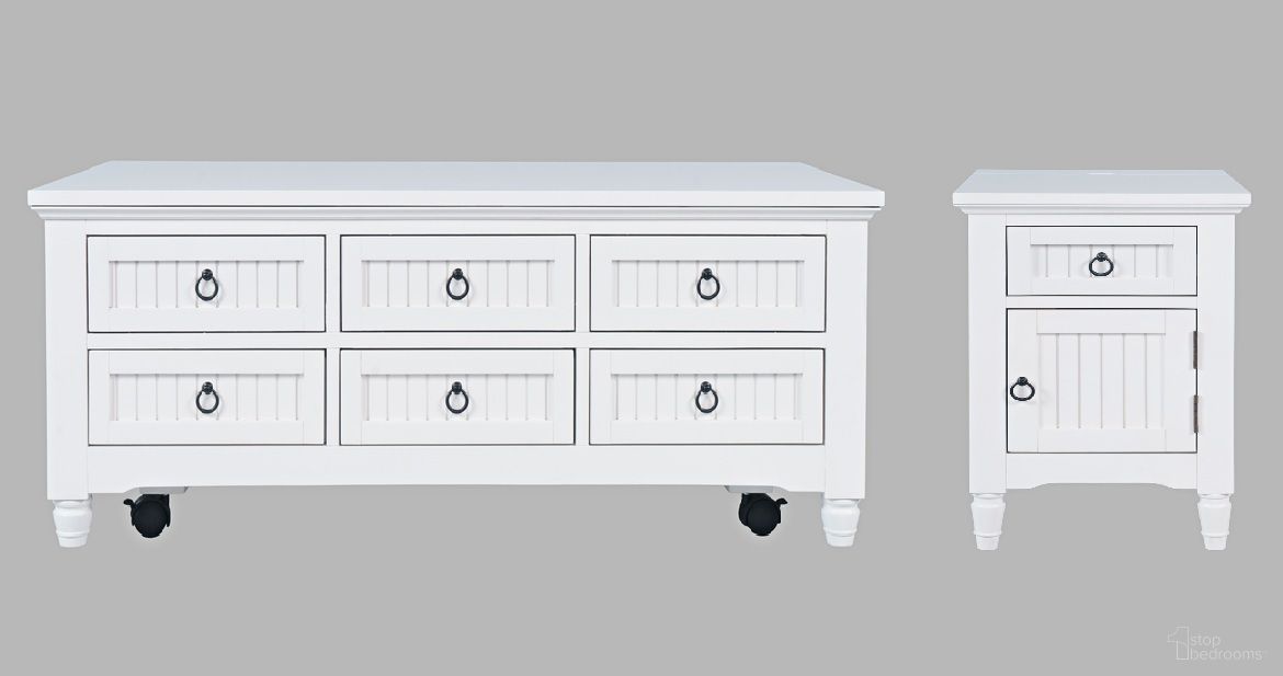 The appearance of Westport Occasional Table Set with Drawer Storage and Caster Wheels In White designed by Jofran in the coastal interior design. This white piece of furniture was selected by 1StopBedrooms from Westport Collection to add a touch of cosiness and style into your home. Sku: 2545-5;2545-6. Material: Acacia.