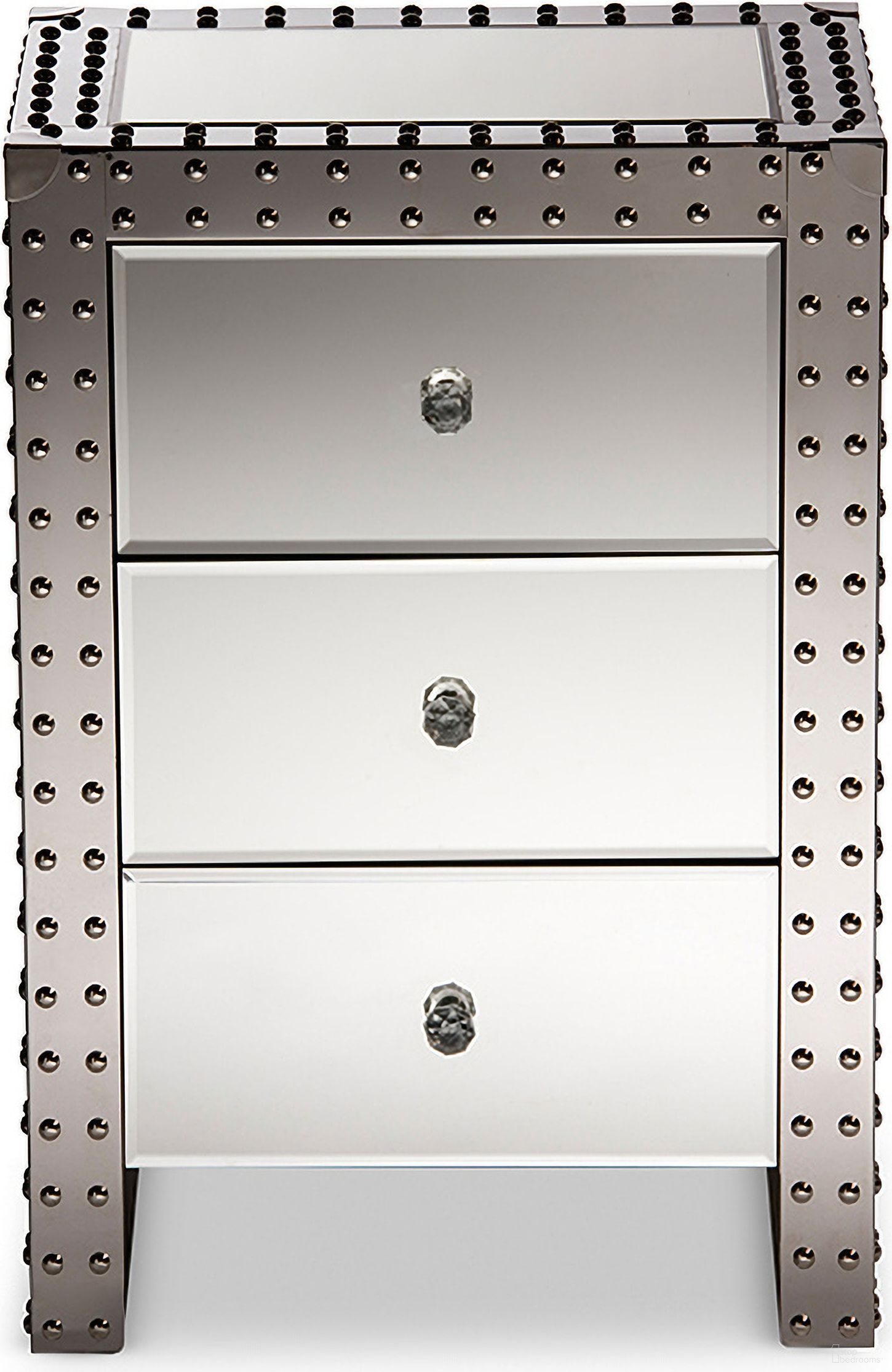 The appearance of Baxton Studio Azura Modern and Contemporary Hollywood Regency Glamour Style End Table designed by Baxton Studio in the modern / contemporary interior design. This silver piece of furniture  was selected by 1StopBedrooms from Azura Collection to add a touch of cosiness and style into your home. Sku: LD2470. Material: MDF.
