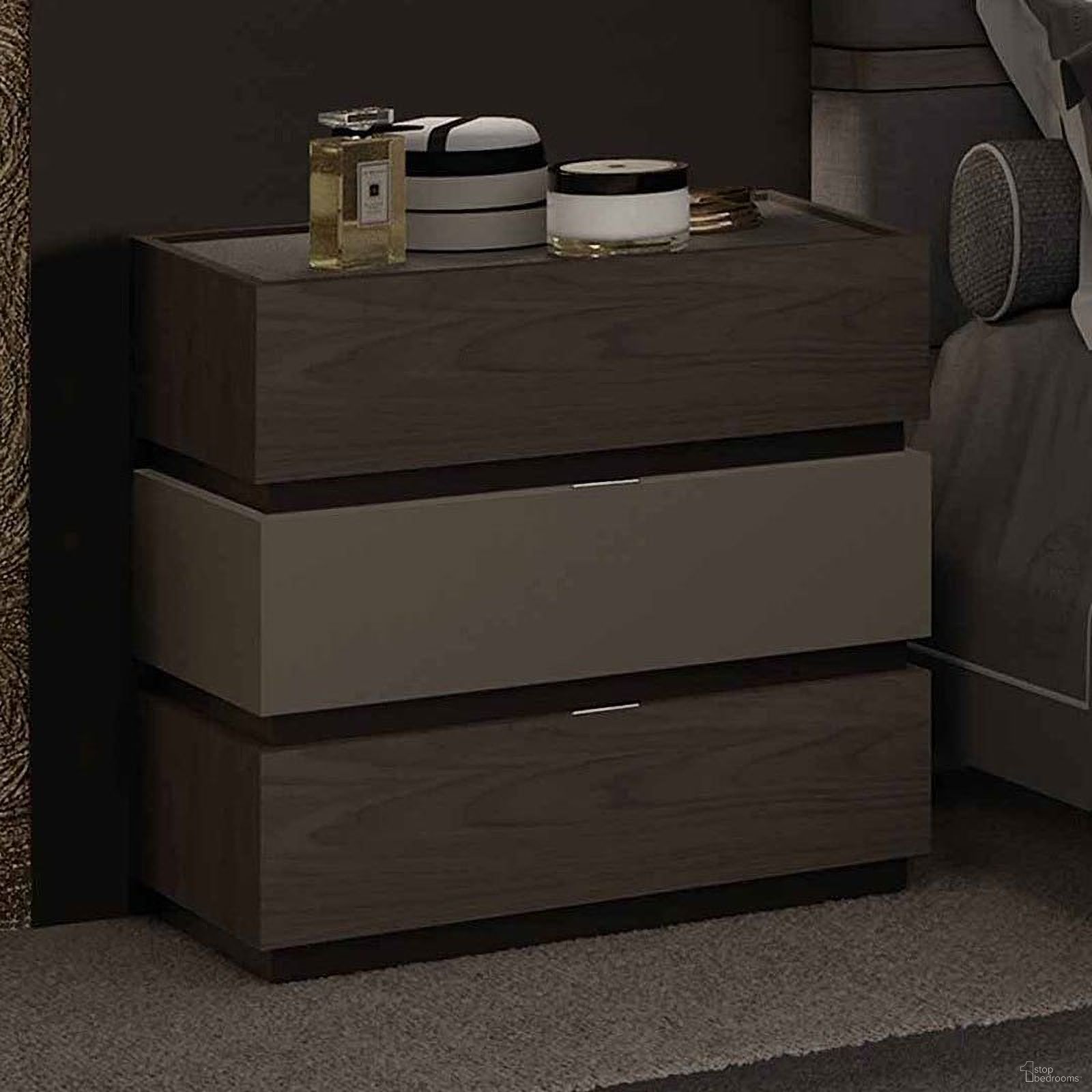 The appearance of Leo 3 Drawer Nightstand designed by ESF in the modern / contemporary interior design. This dark brown piece of furniture  was selected by 1StopBedrooms from Leo Collection to add a touch of cosiness and style into your home. Sku: LEONS. Material: MDF.