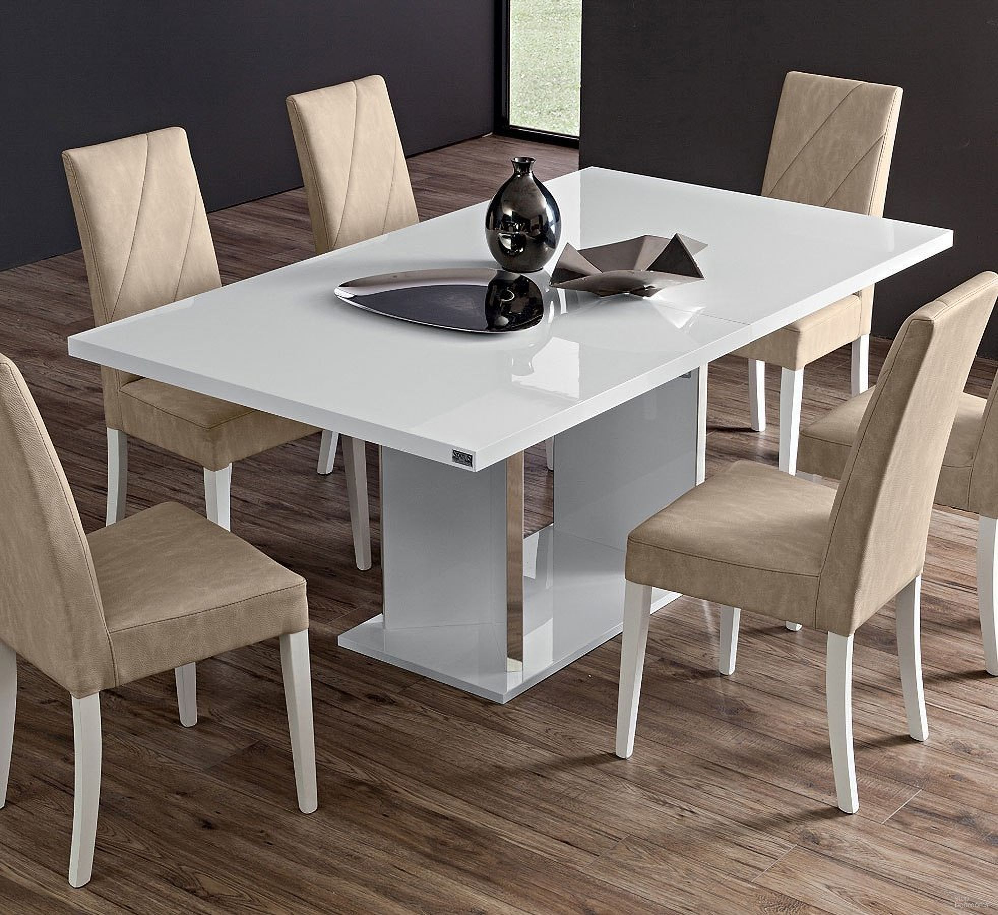 The appearance of Lisa Dining Table designed by ESF in the modern / contemporary interior design. This white high gloss piece of furniture  was selected by 1StopBedrooms from Lisa Collection to add a touch of cosiness and style into your home. Sku: LISADTABLE. Table Base Style: Pedestal. Material: Wood. Table Top Shape: Rectangular. Size: 71".