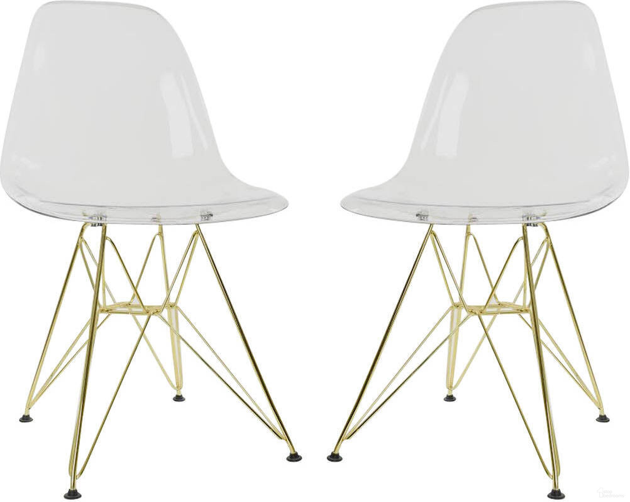 The appearance of Cresco Molded Eiffel Side Chair Set of 2 In Clear designed by LeisureMod in the modern / contemporary interior design. This clear piece of furniture was selected by 1StopBedrooms from Cresco Collection to add a touch of cosiness and style into your home. Sku: CR19CLG2. Material: Plastic. Chair Type: Side Chair.