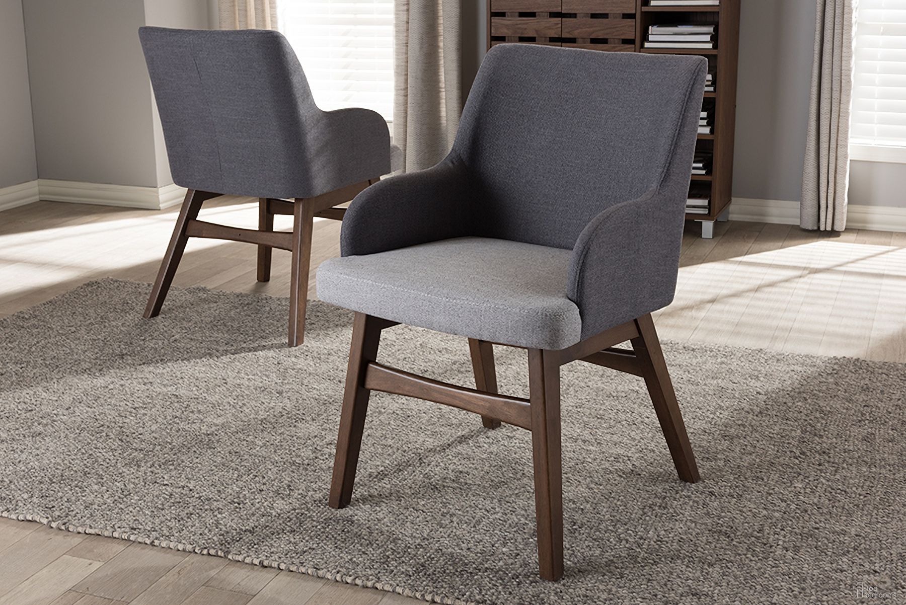 The appearance of Baxton Studio Monte Mid-Century Modern Two-Tone Grey Fabric Armchair (Set Of 2) designed by Baxton Studio in the transitional interior design. This grey piece of furniture was selected by 1StopBedrooms from Monte Collection to add a touch of cosiness and style into your home. Sku: Monte-Dark-Grey/Light-Grey-DC. Material: Polyester. Chair Type: Arm Chair.