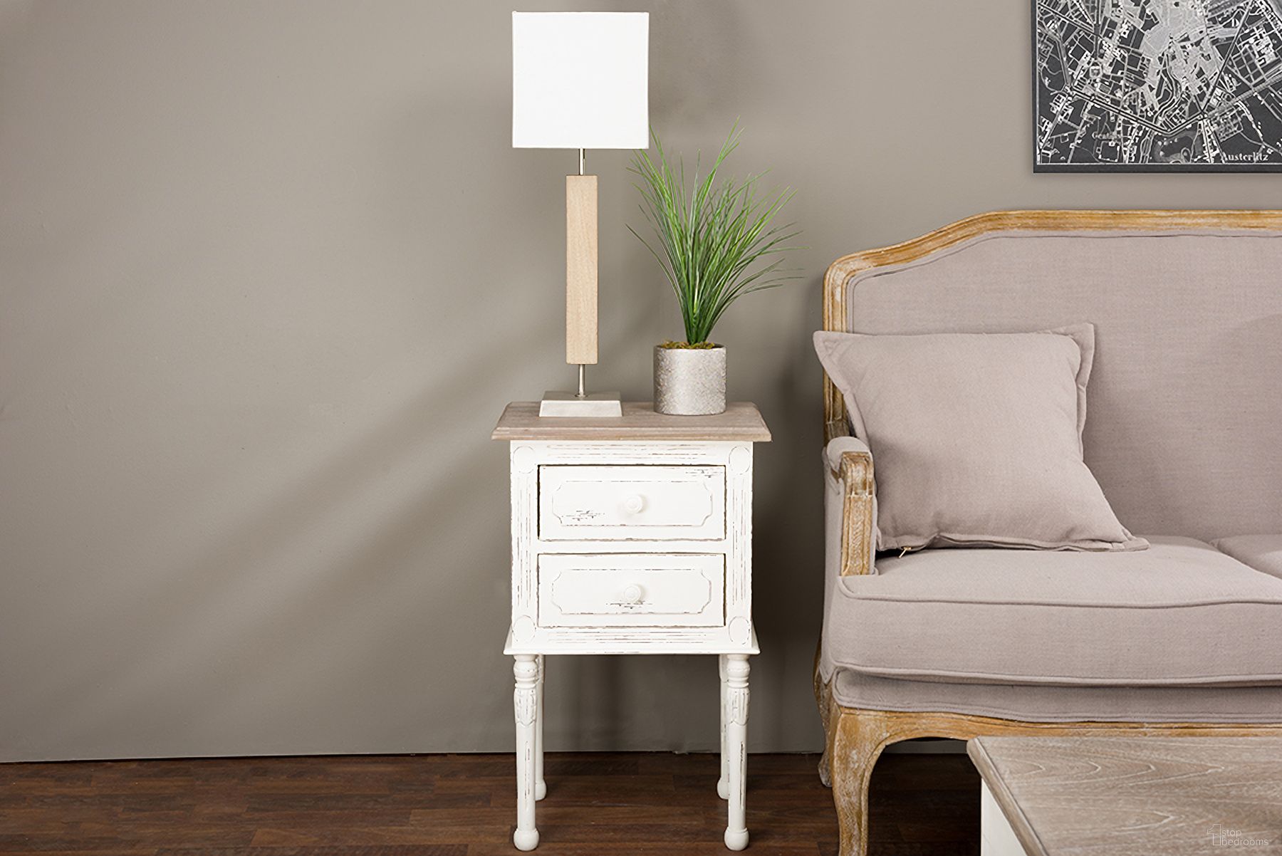 The appearance of Baxton Studio Anjou Traditional French Accent Nightstand designed by Baxton Studio in the traditional interior design. This white piece of furniture was selected by 1StopBedrooms from Anjou Collection to add a touch of cosiness and style into your home. Sku: PLM4VM/M B-CA. Material: Wood.